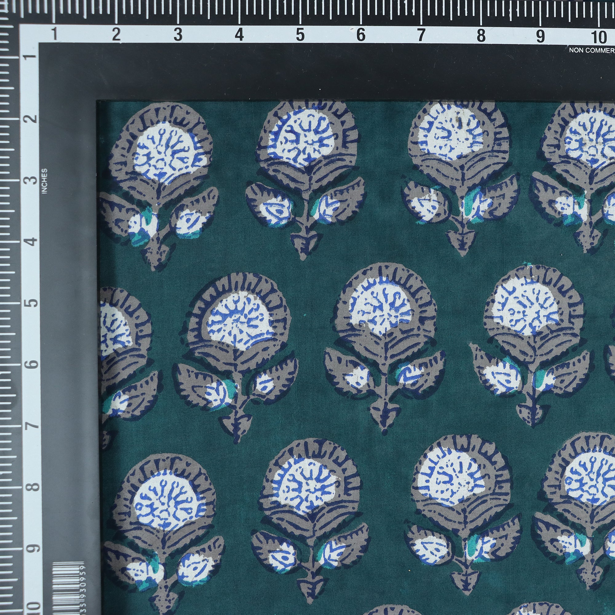 Dark Green Hand Block Print Dabu Fabric