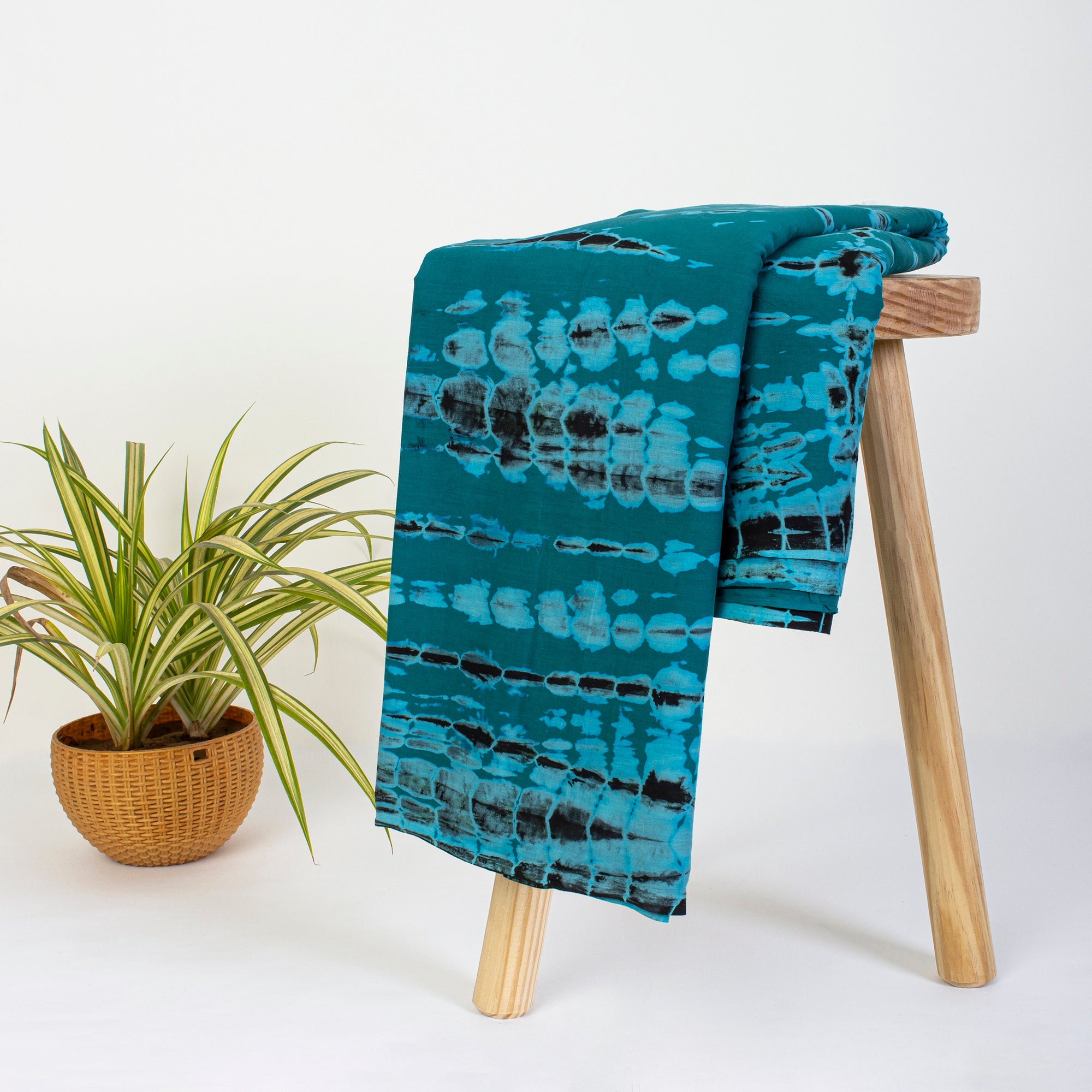 Dark Green Tie Dye Shibori Fabric