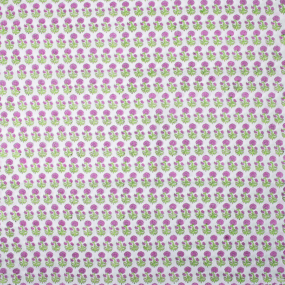 Dark Pink Floral Hand Block Print Fabric