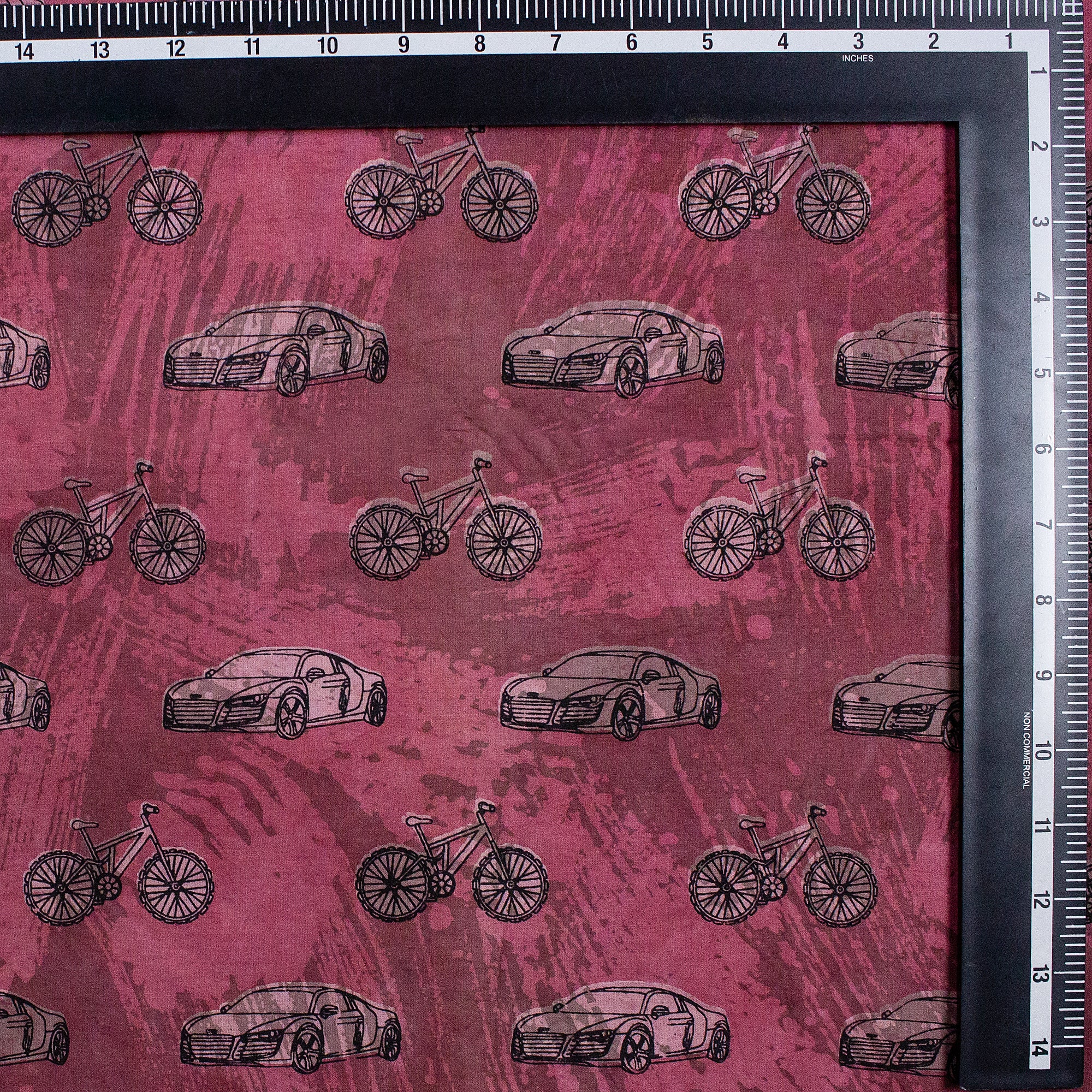 Dark Pink Vehicle Hand Block Print Dabu Fabric