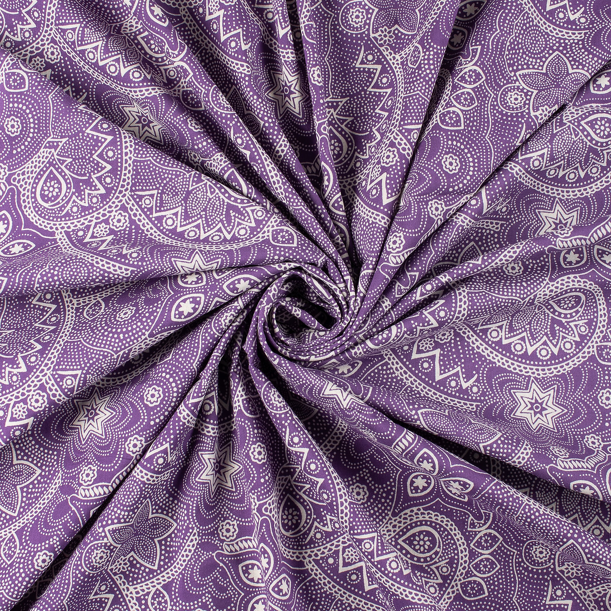 Decorative Purple Floral Hand Block Printed Bagru Fabric