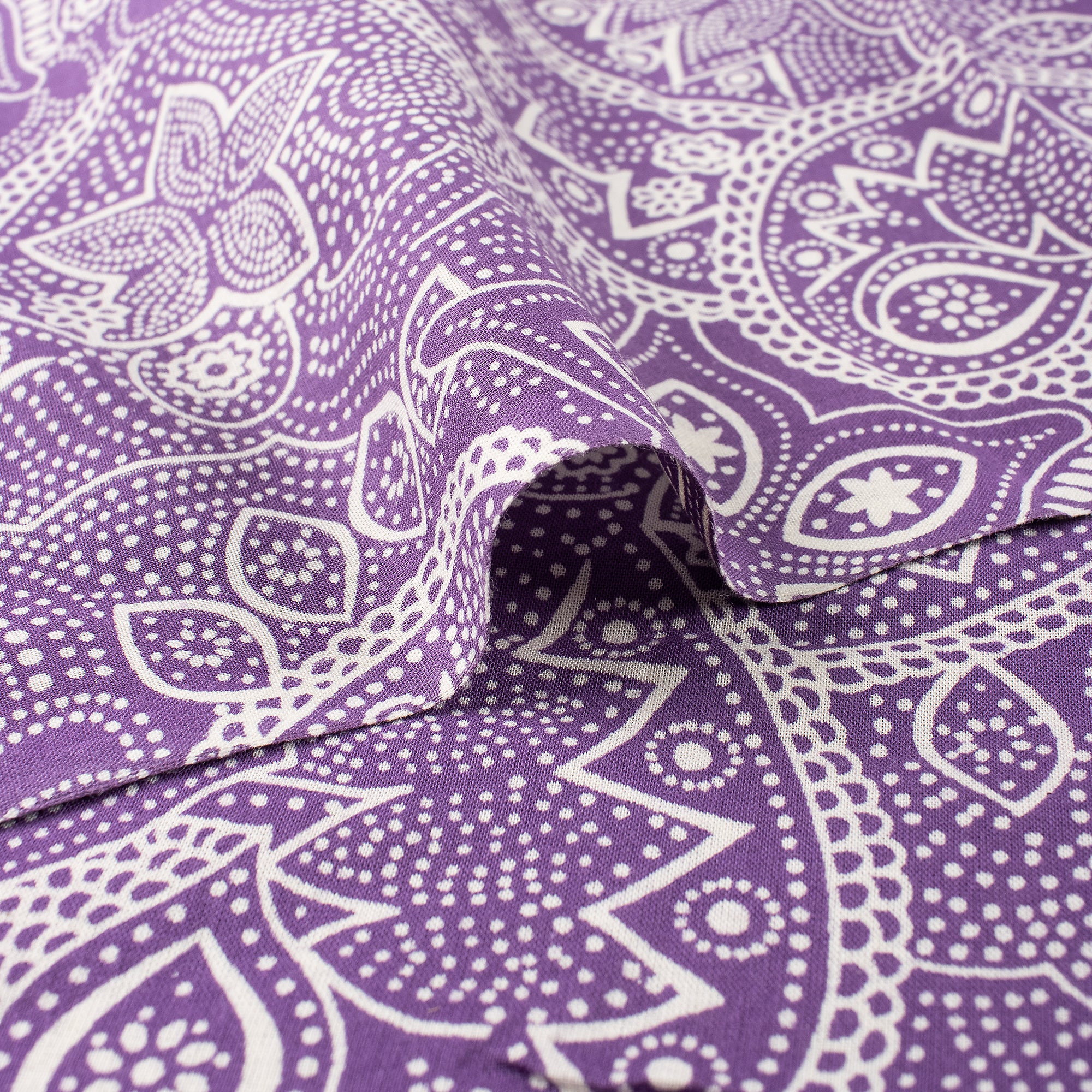 Decorative Purple Floral Hand Block Printed Bagru Fabric