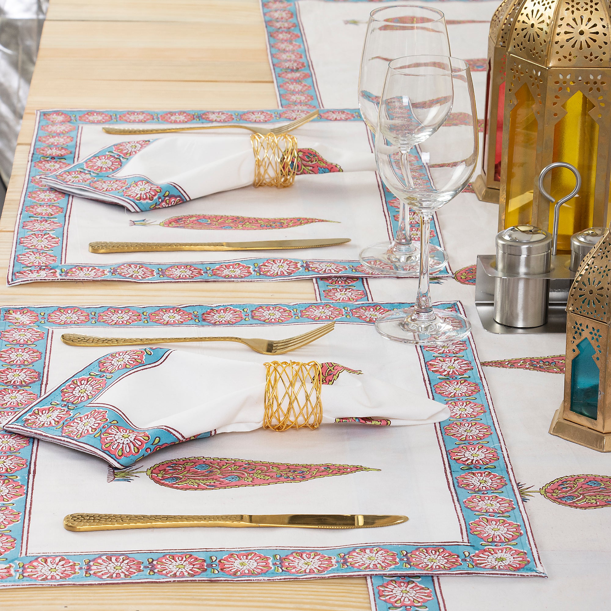 Dining Table Runner Organic Cotton Hand Block Printed