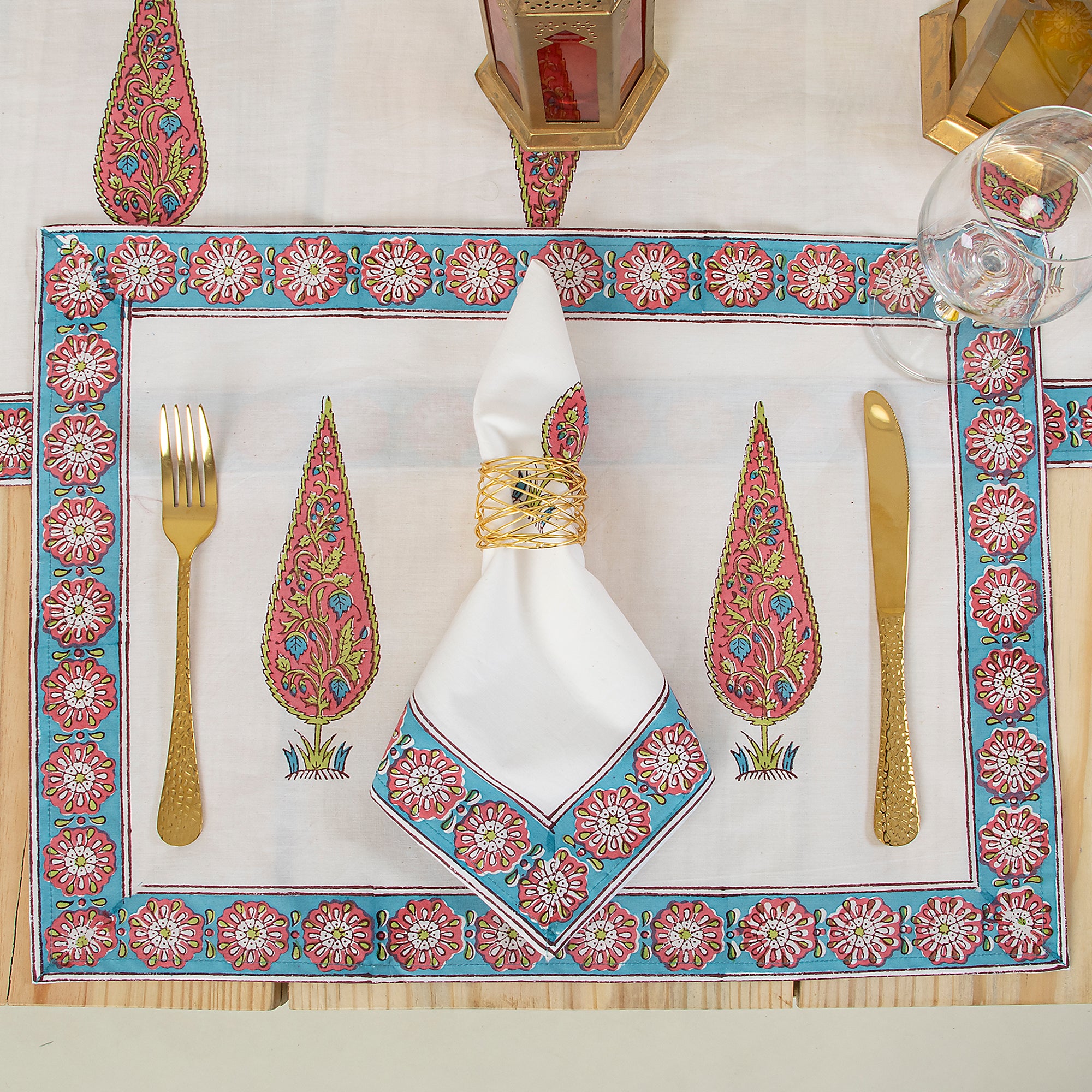Dining Table Runner Organic Cotton Hand Block Printed