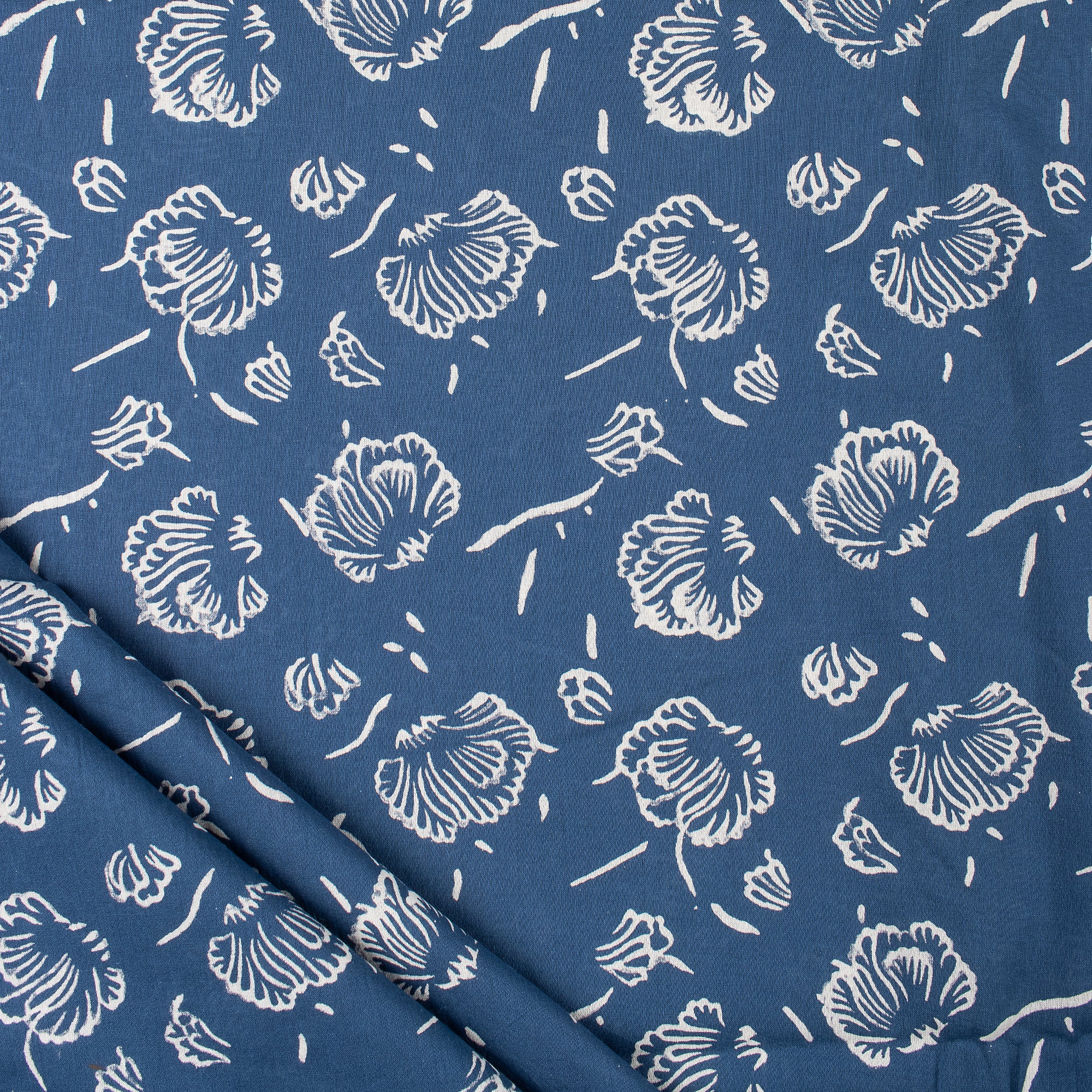 Discharge Hand Block Printed Pure Cotton Fabric