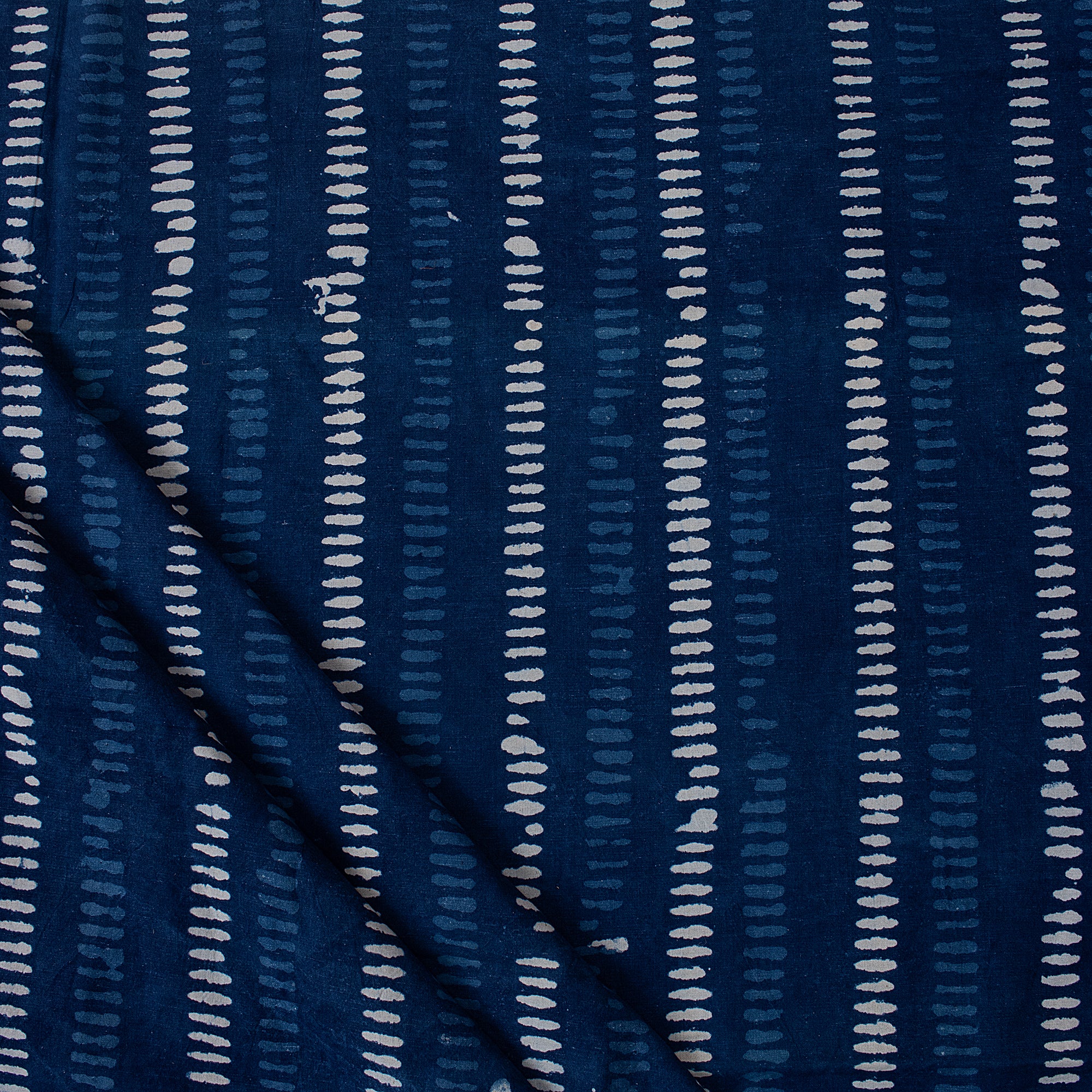 Durable Striped Block Printed Indigo Cotton Cloth Fabric
