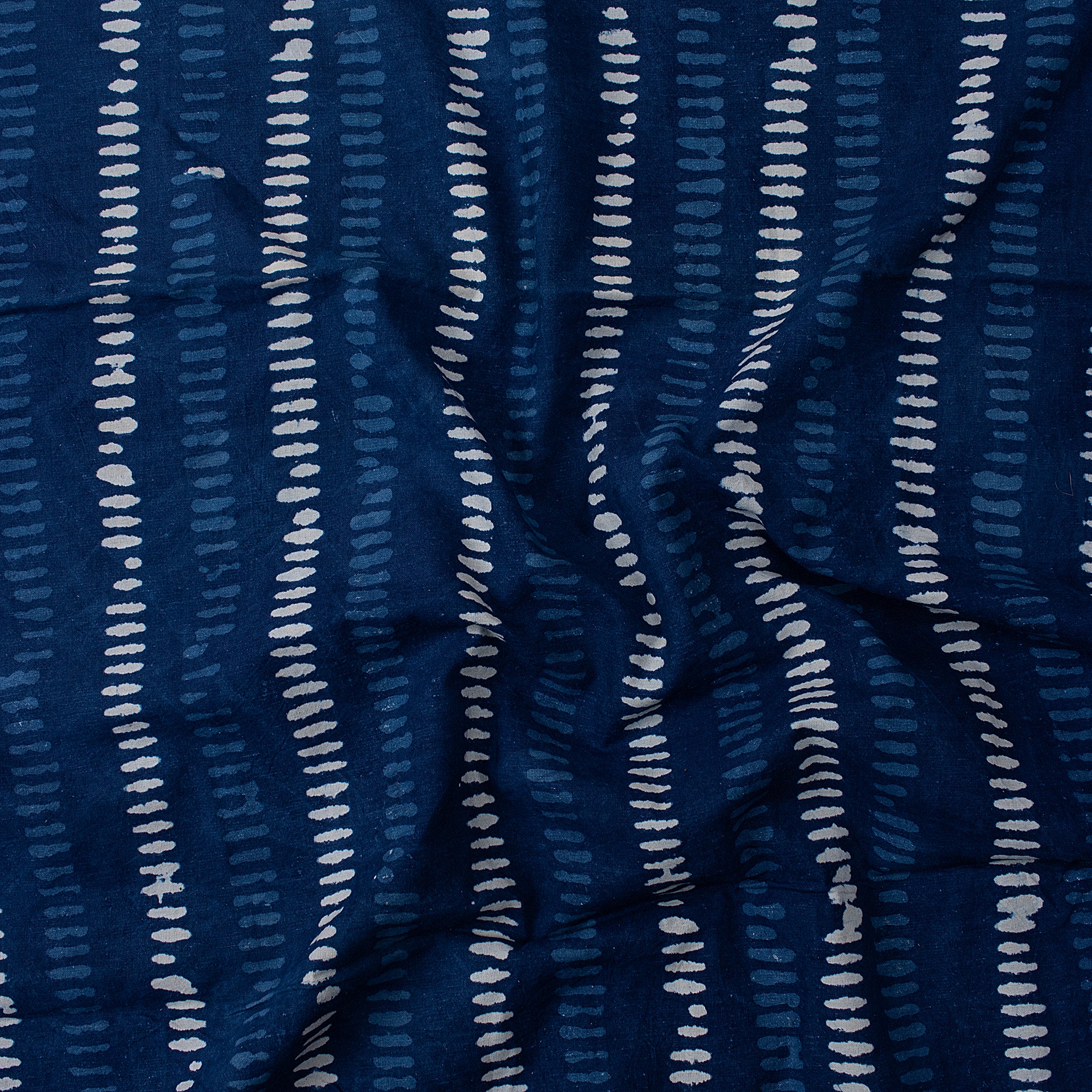 Durable Striped Block Printed Indigo Cotton Cloth Fabric