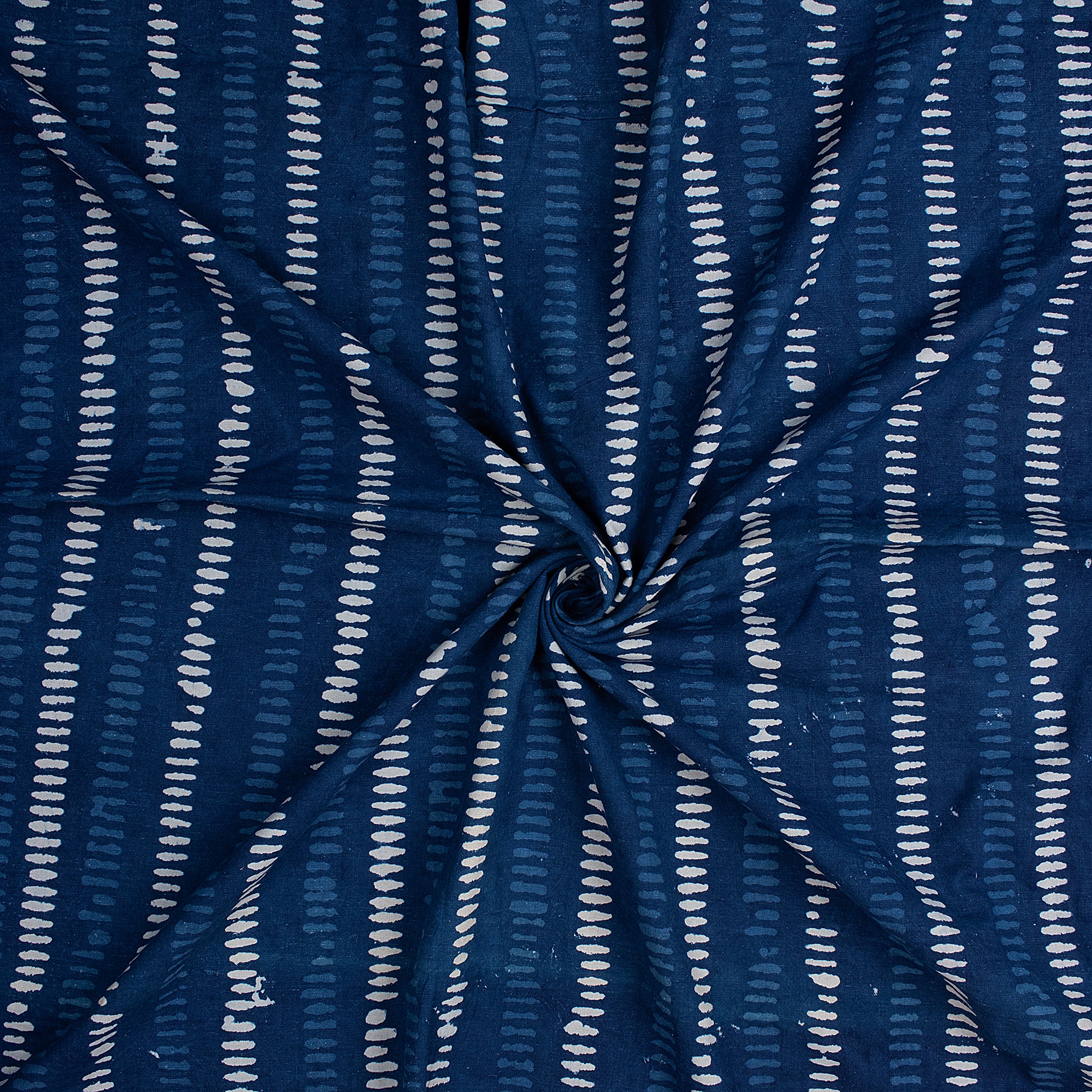Durable Striped Block Printed Indigo Cotton Cloth Fabric