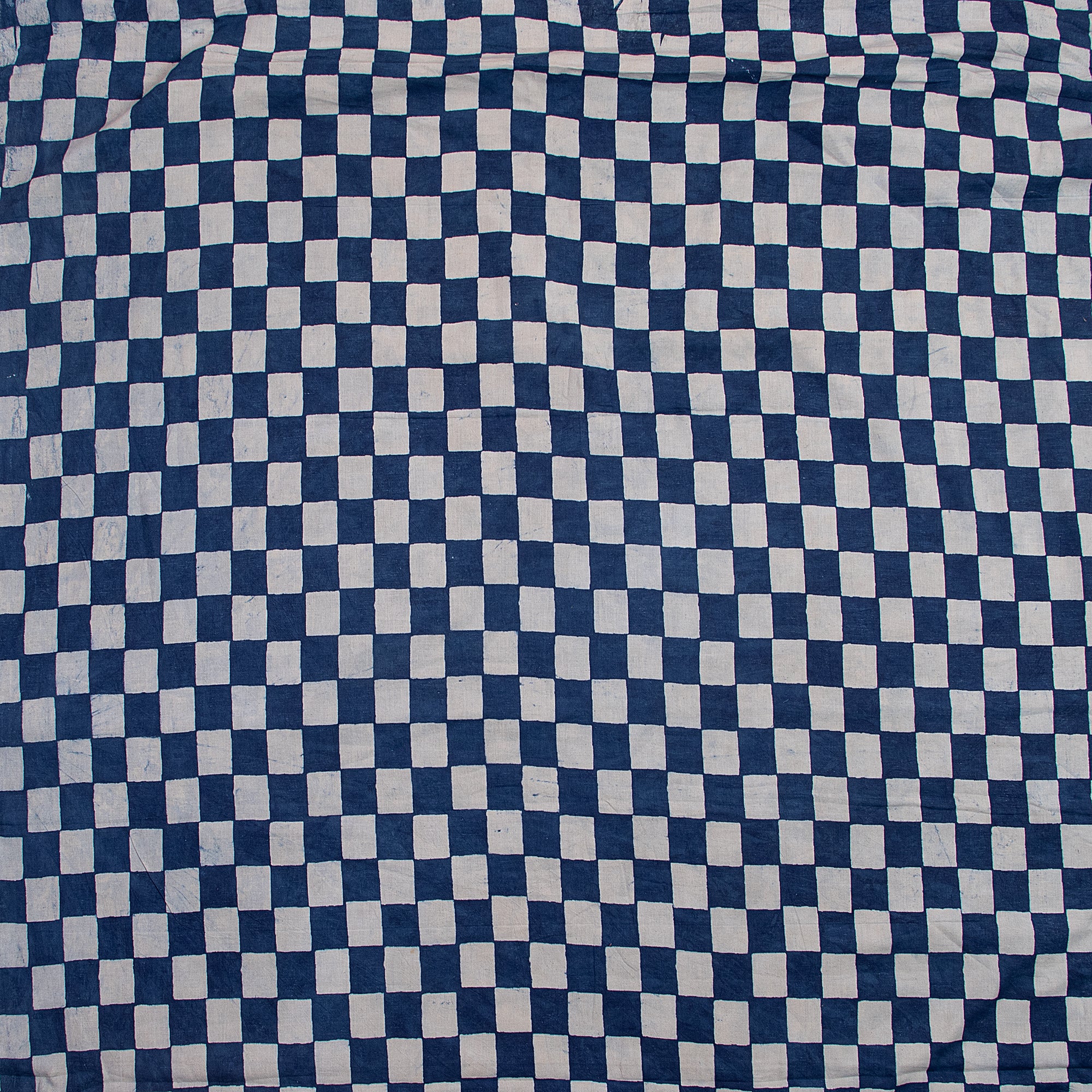 Eco-Friendly Check Printed Indigo Cotton Material Fabric