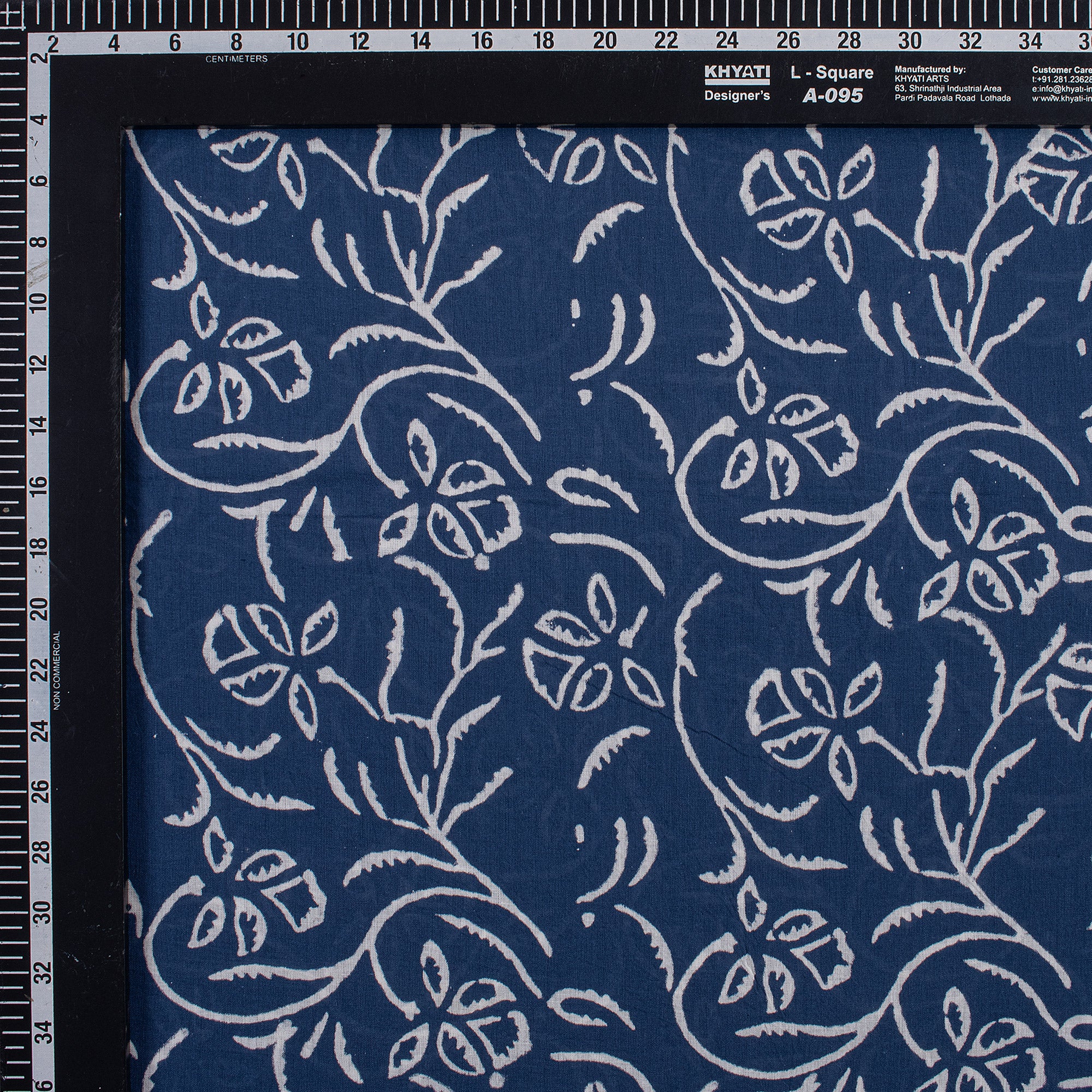 Eco-Friendly Jaal Floral Printed Indigo Cotton Fabric