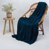 Eco Friendly Blue Knitted Natural Throw Blanket
