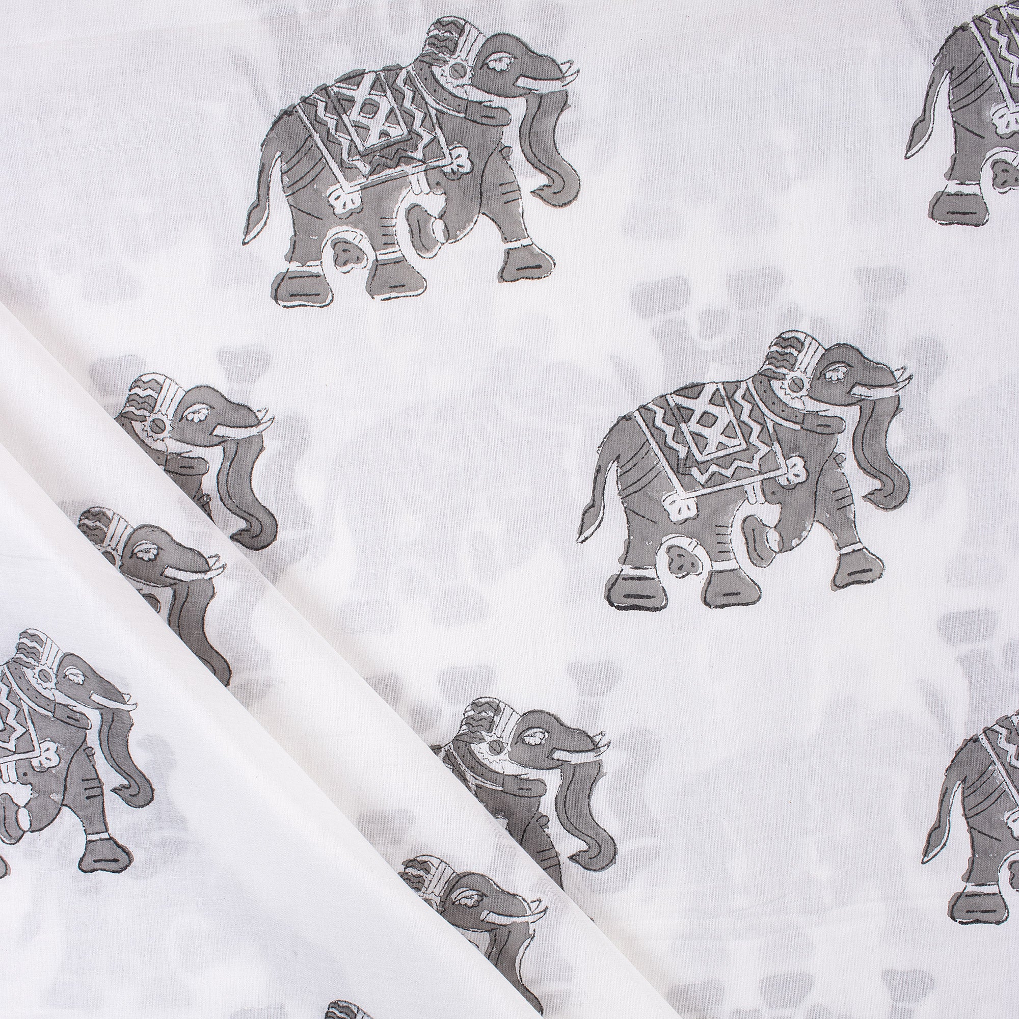 Elephant Hand Block Print Fabric