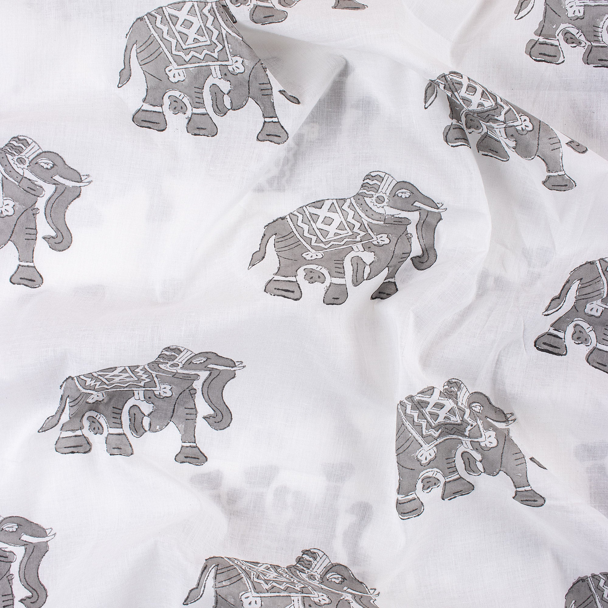 Elephant Hand Block Print Fabric