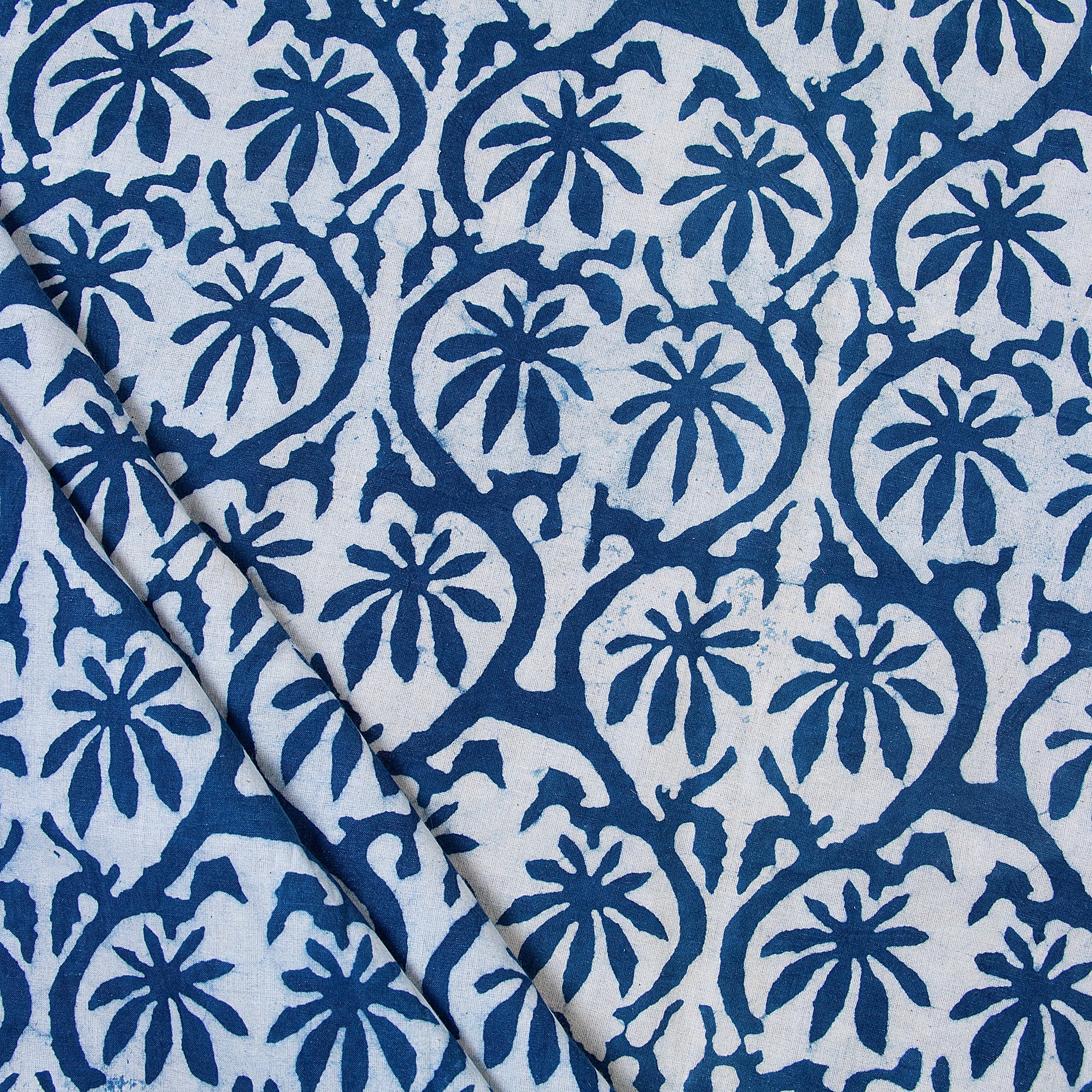 Exclusive Indian Indigo Blue Floral Hand Block Print Fabric
