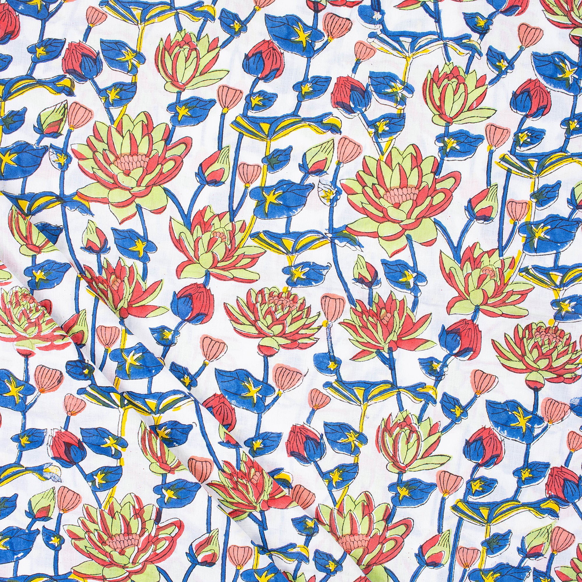 Exclusive Multi Floral Hand Block Print Cotton Fabric