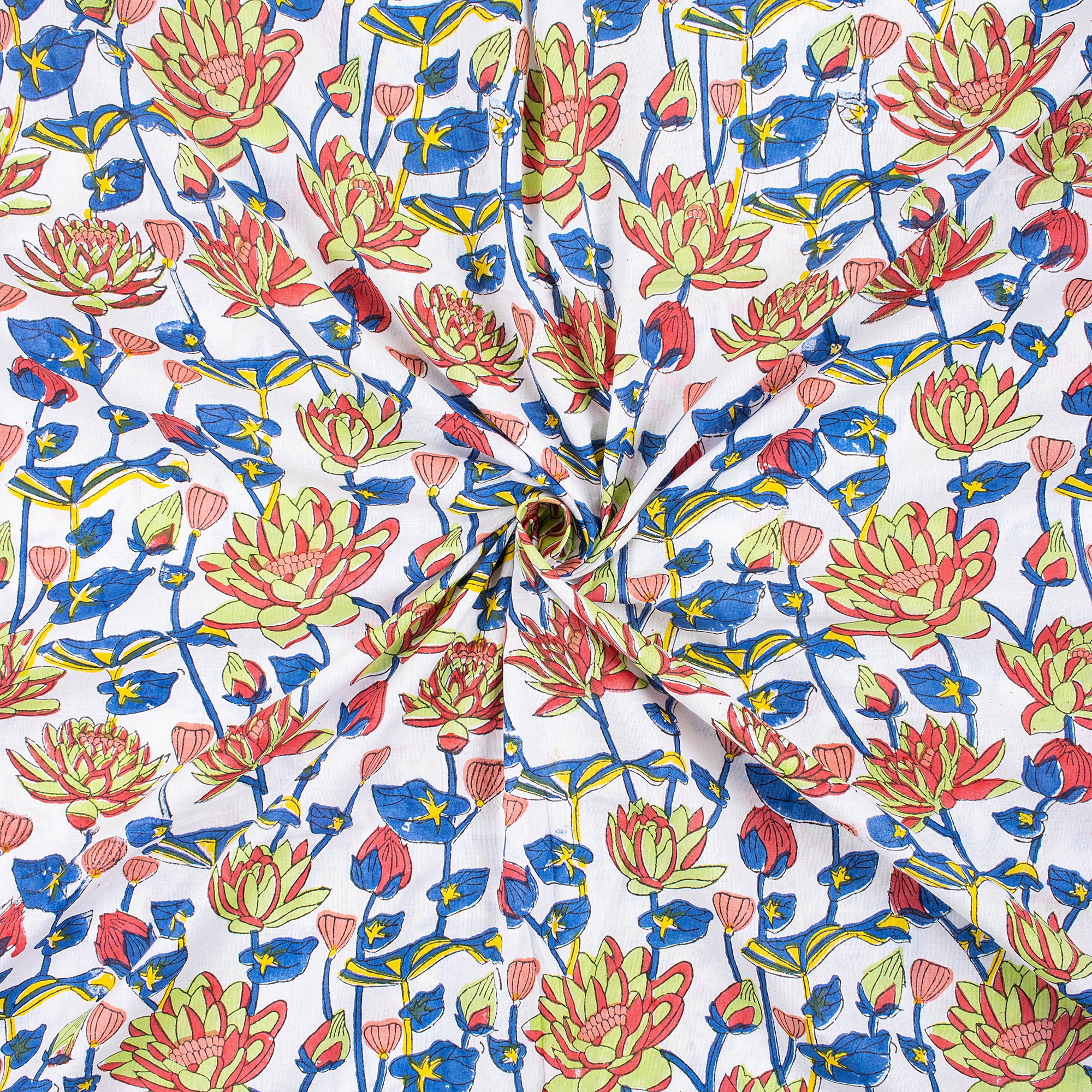 Exclusive Multi Floral Hand Block Print Cotton Fabric