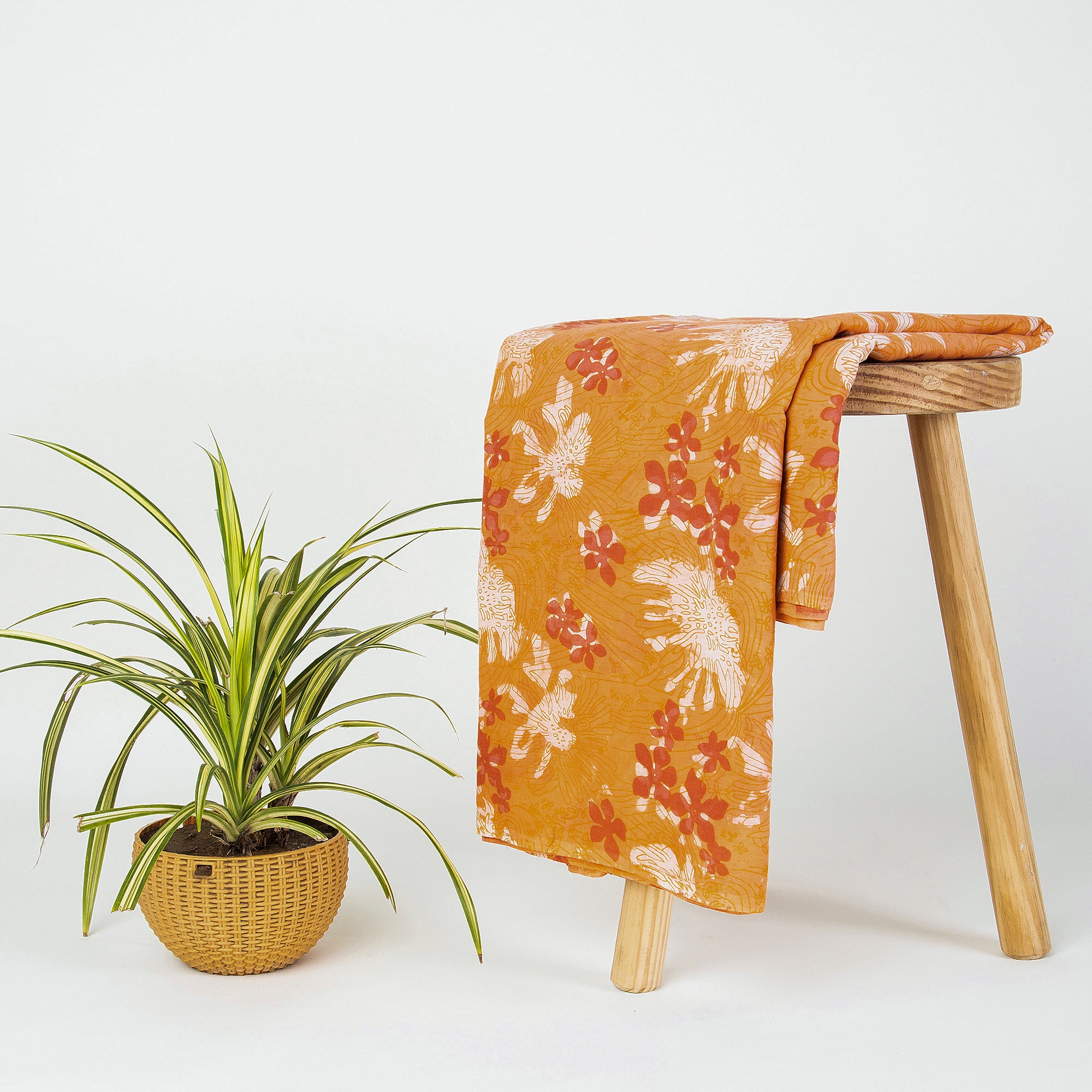 Exclusive Red Floral Hand Block Print Dabu Fabric