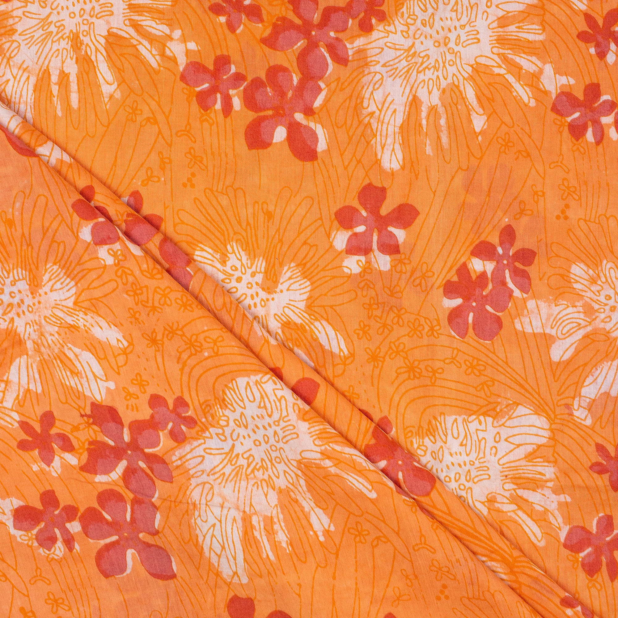 Exclusive Red Floral Hand Block Print Dabu Fabric