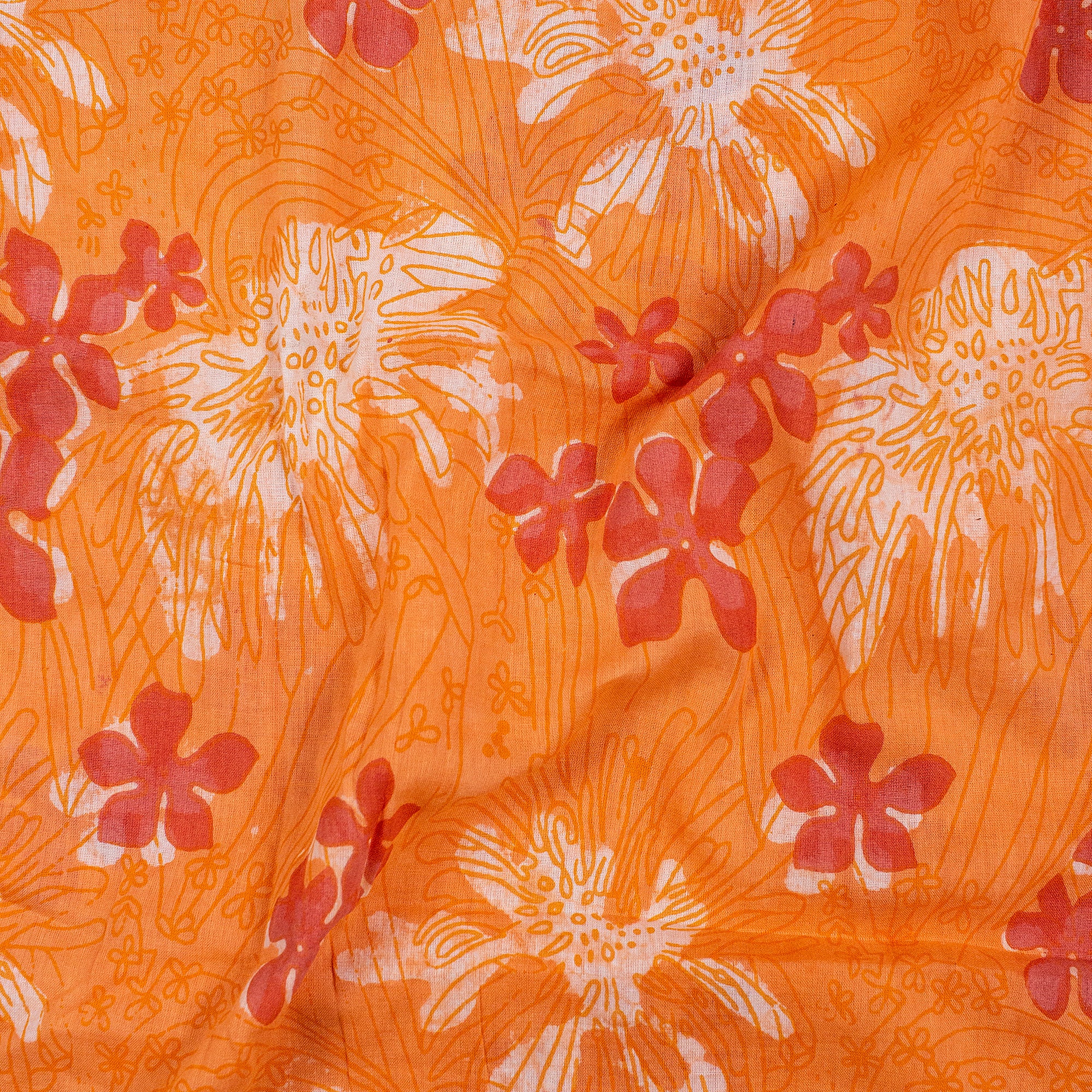 Exclusive Red Floral Hand Block Print Dabu Fabric