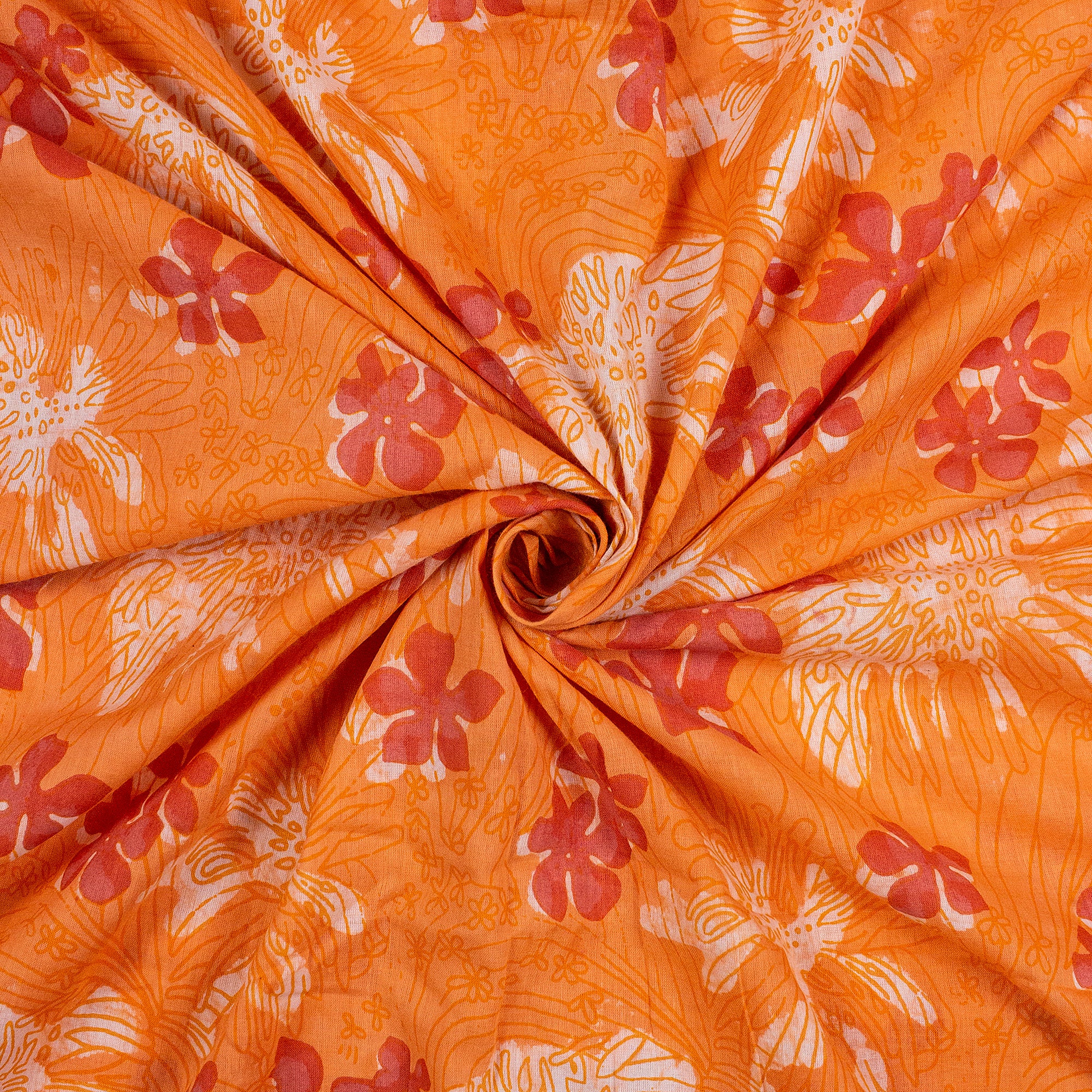 Exclusive Red Floral Hand Block Print Dabu Fabric