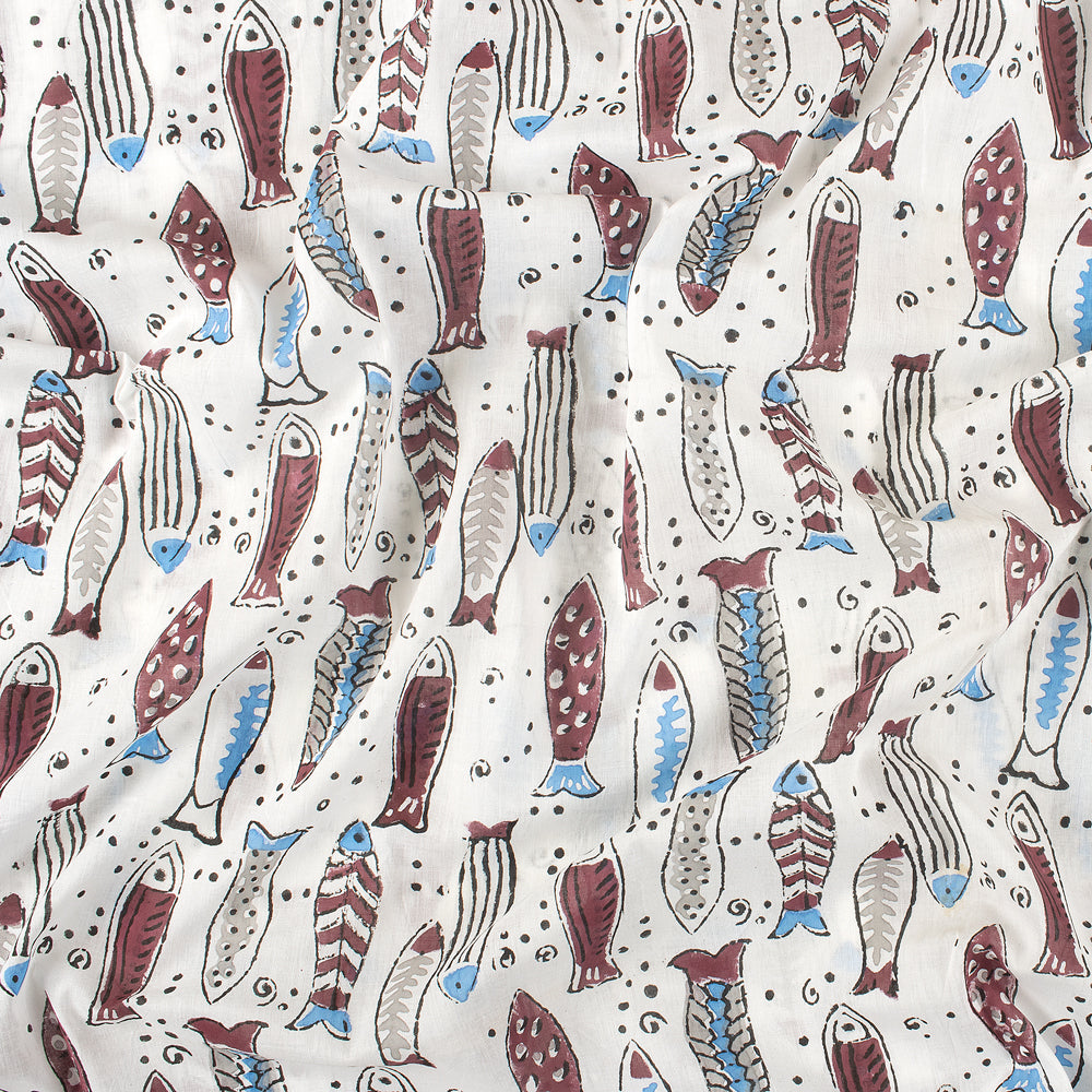 Fish Indian Hand Block Print Cotton Fabric
