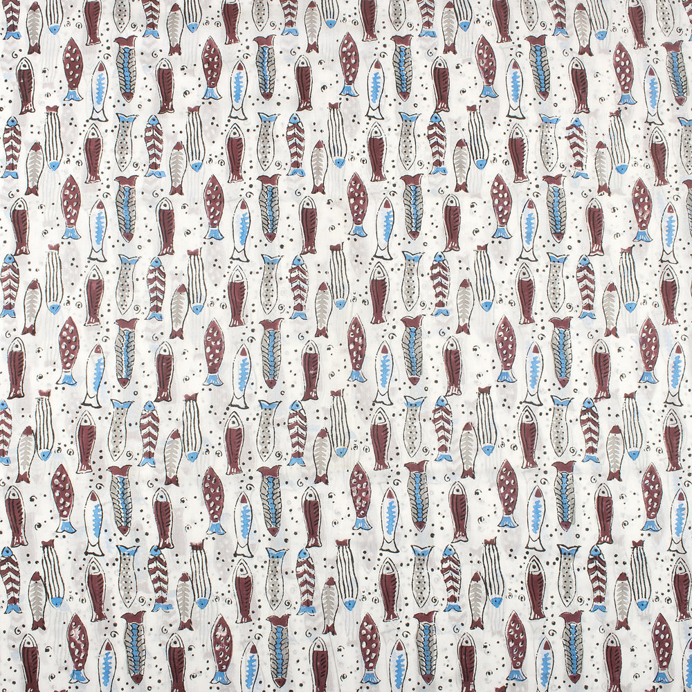 Fish Indian Hand Block Print Cotton Fabric