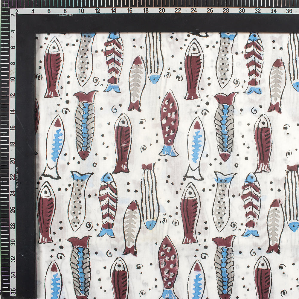 Fish Indian Hand Block Print Cotton Fabric