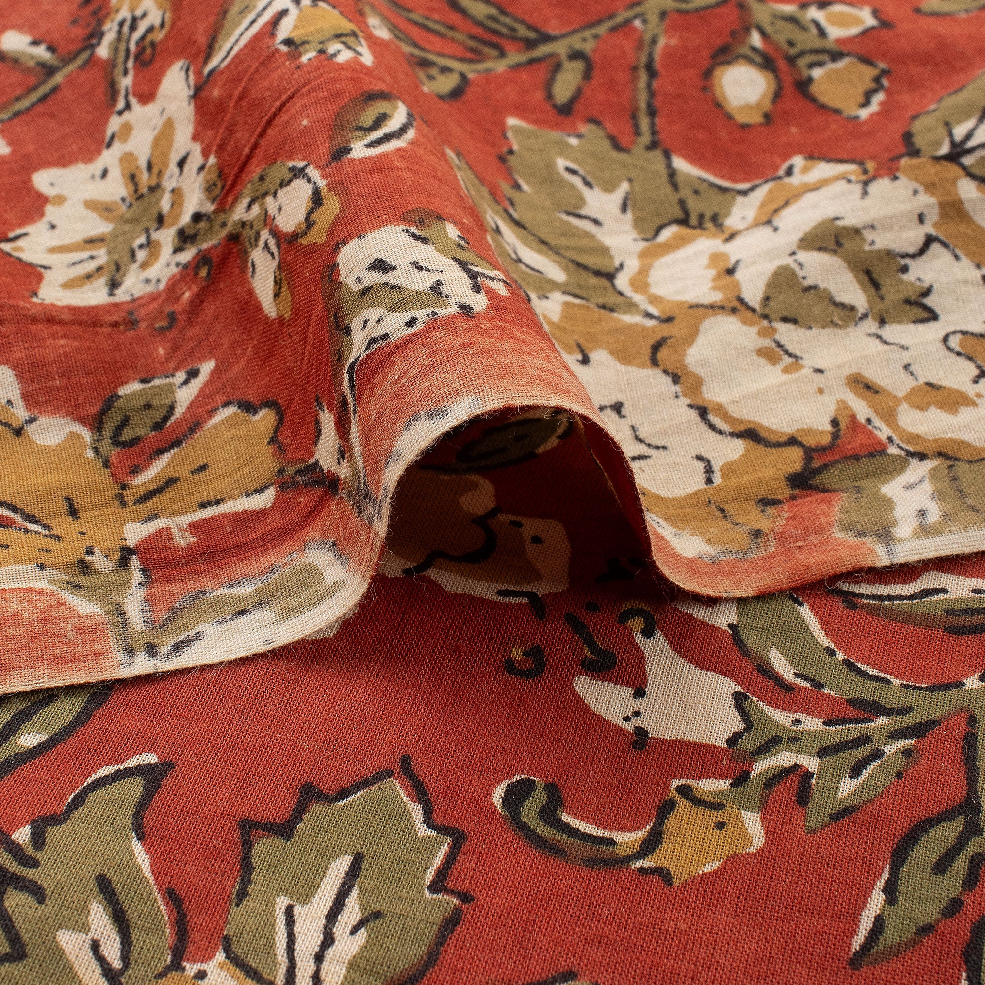 Floral Bagru Hand Block Printed Organic Cotton Fabric