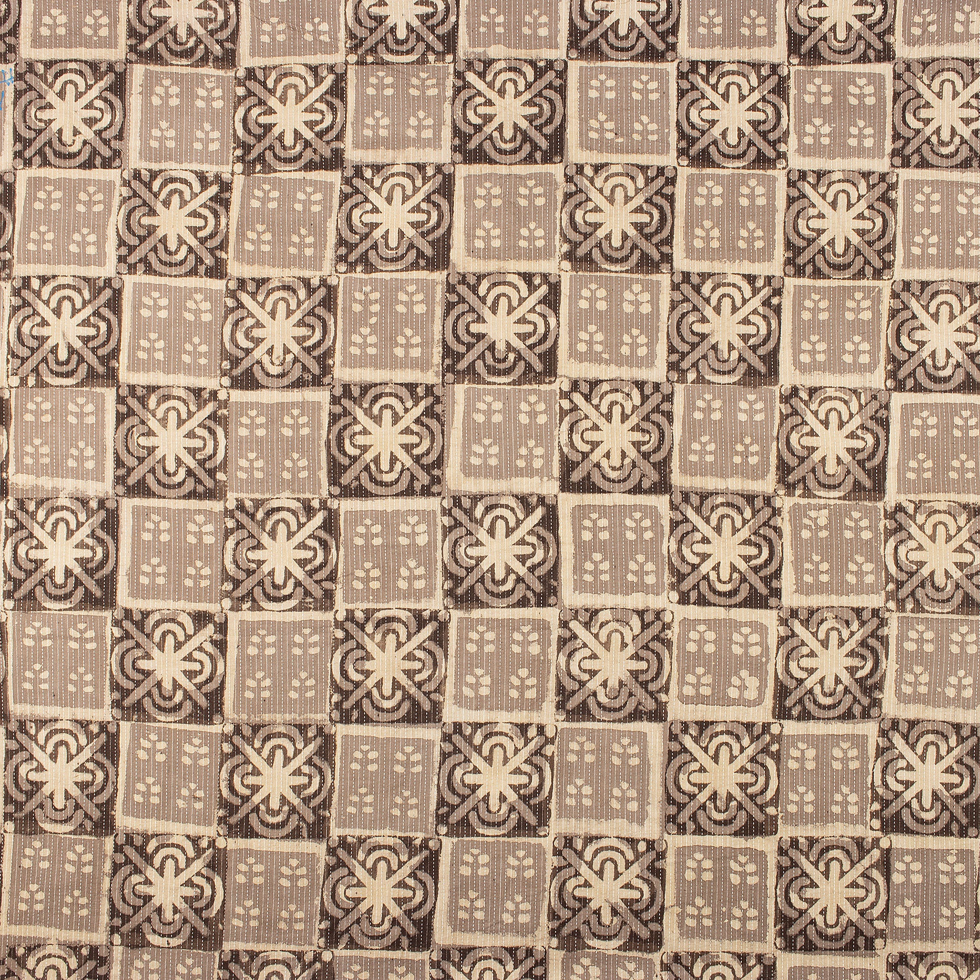 Floral Dabu Hand Block Print Cotton Kantha Fabric