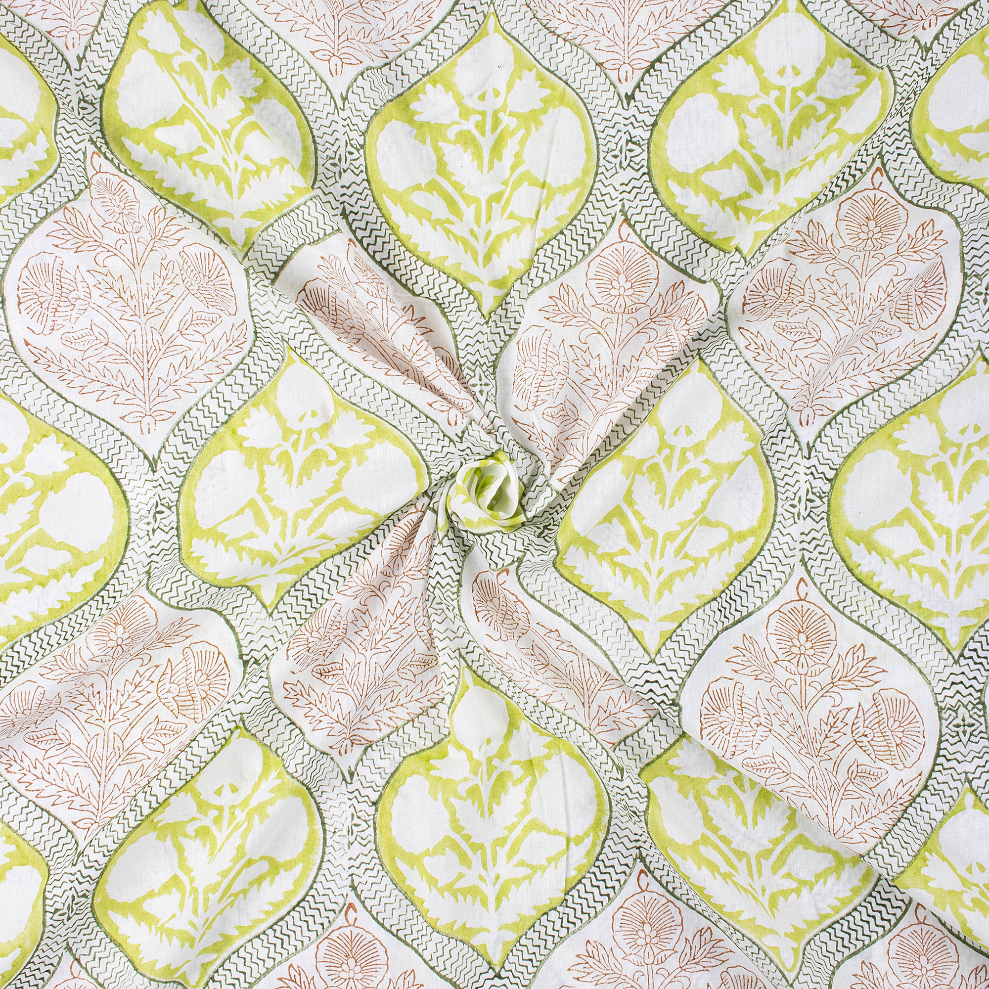 Floral Hand Block Print Cotton Voile Fabric