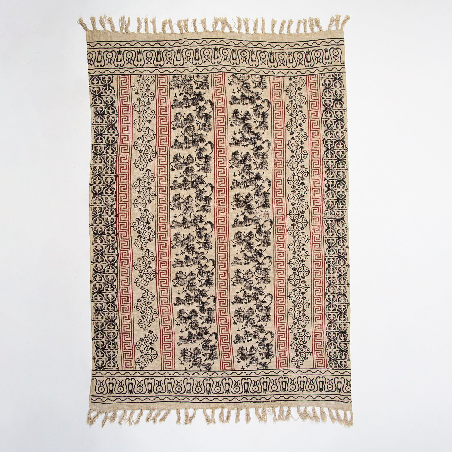 Floral Hand Block Printed Cotton Sofa Throw Blankets