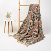 Floral Hand Block Printed Cotton Sofa Throw Blankets