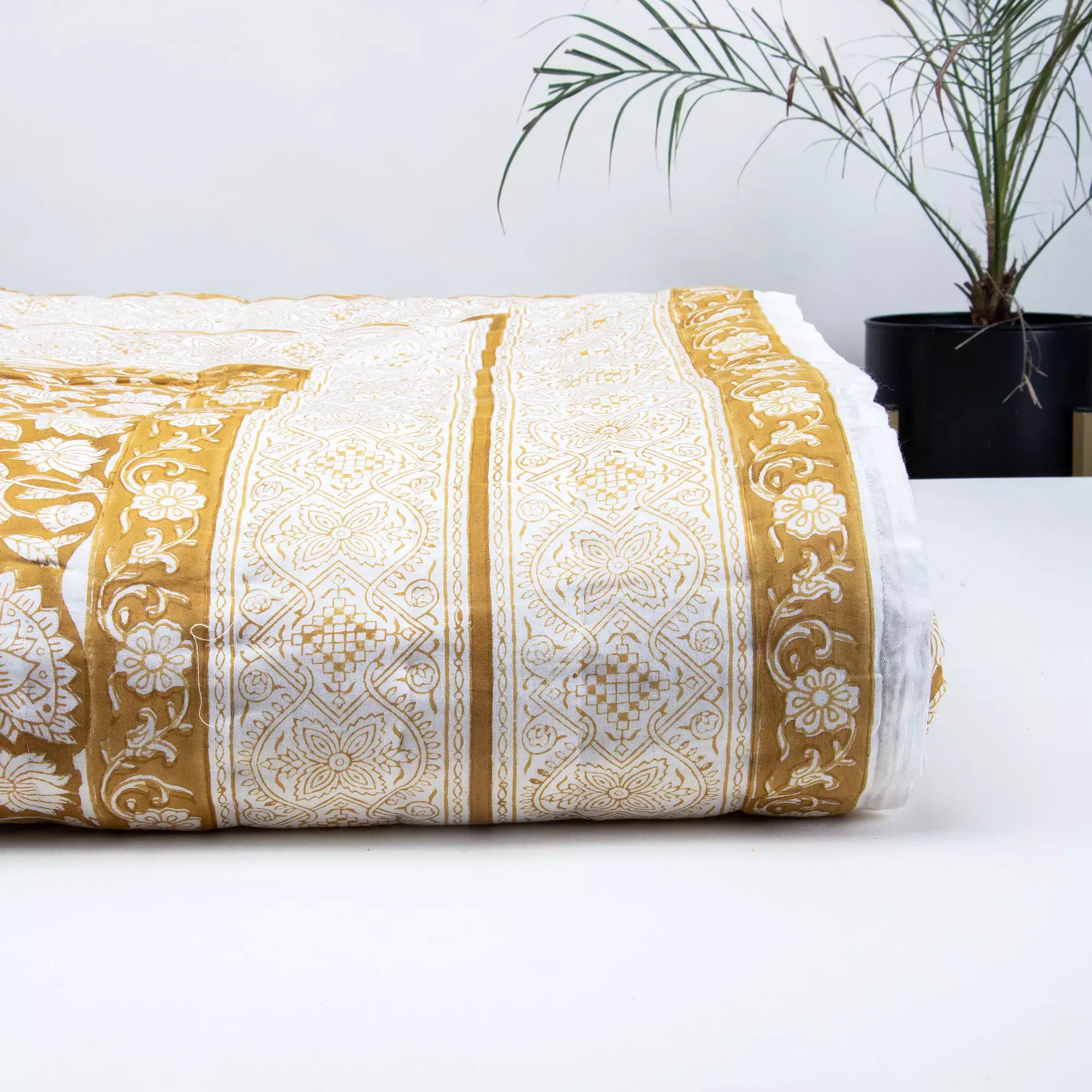 Floral Hand Block Printed Reversible Jaipuri Cotton Quilt