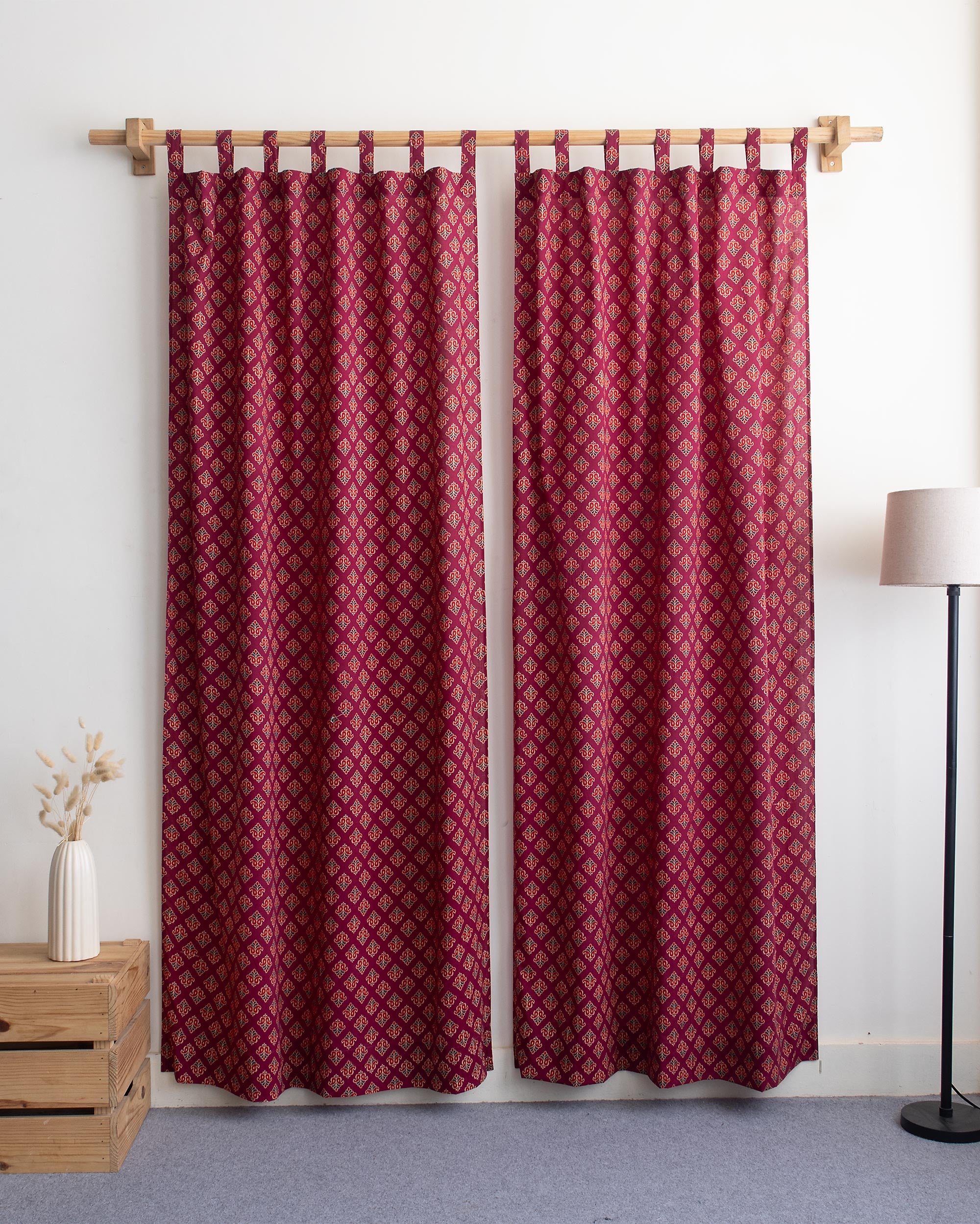 Floral Indian Block Print Pure Cotton Curtains