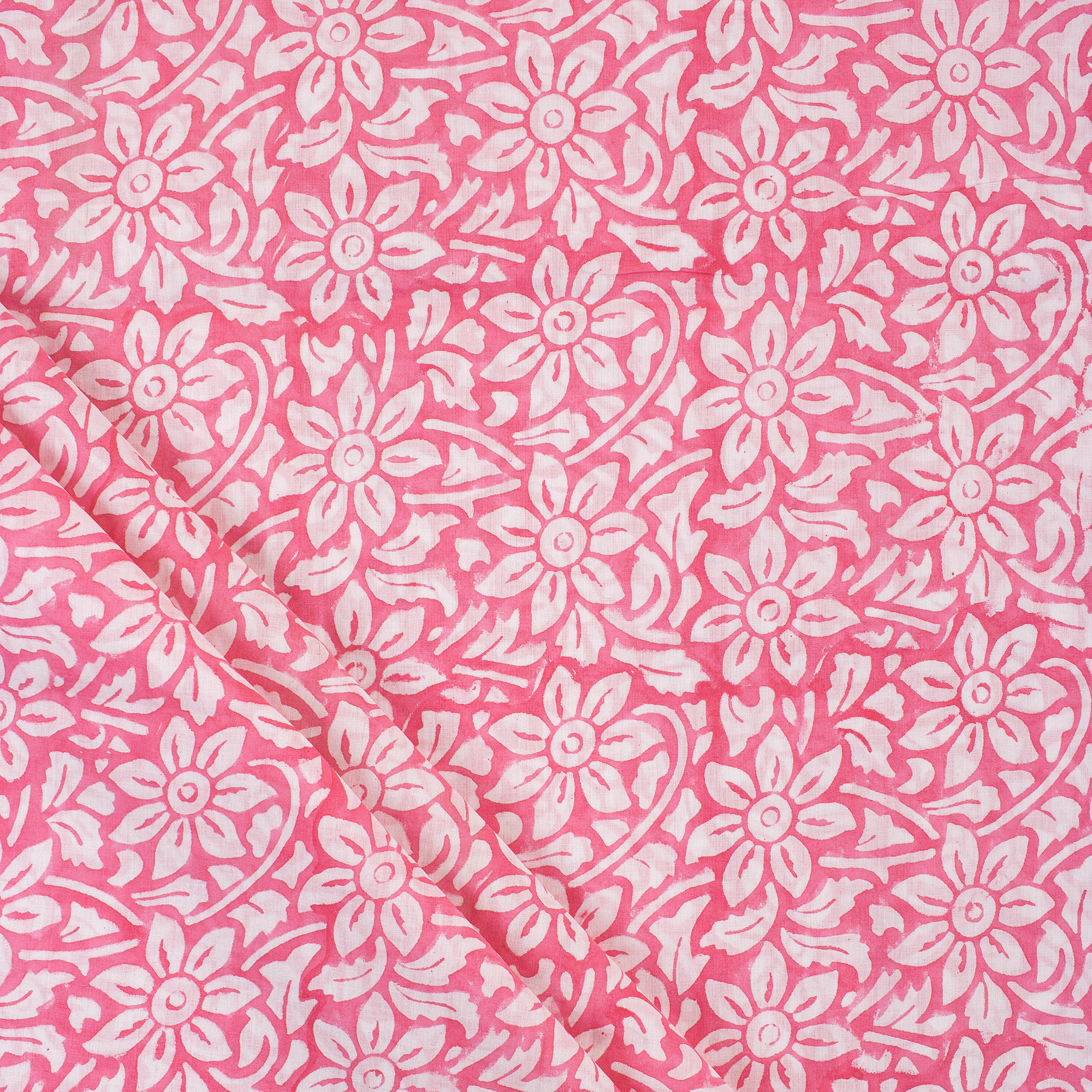Floral Indian Block Printed Cotton Voile Fabric