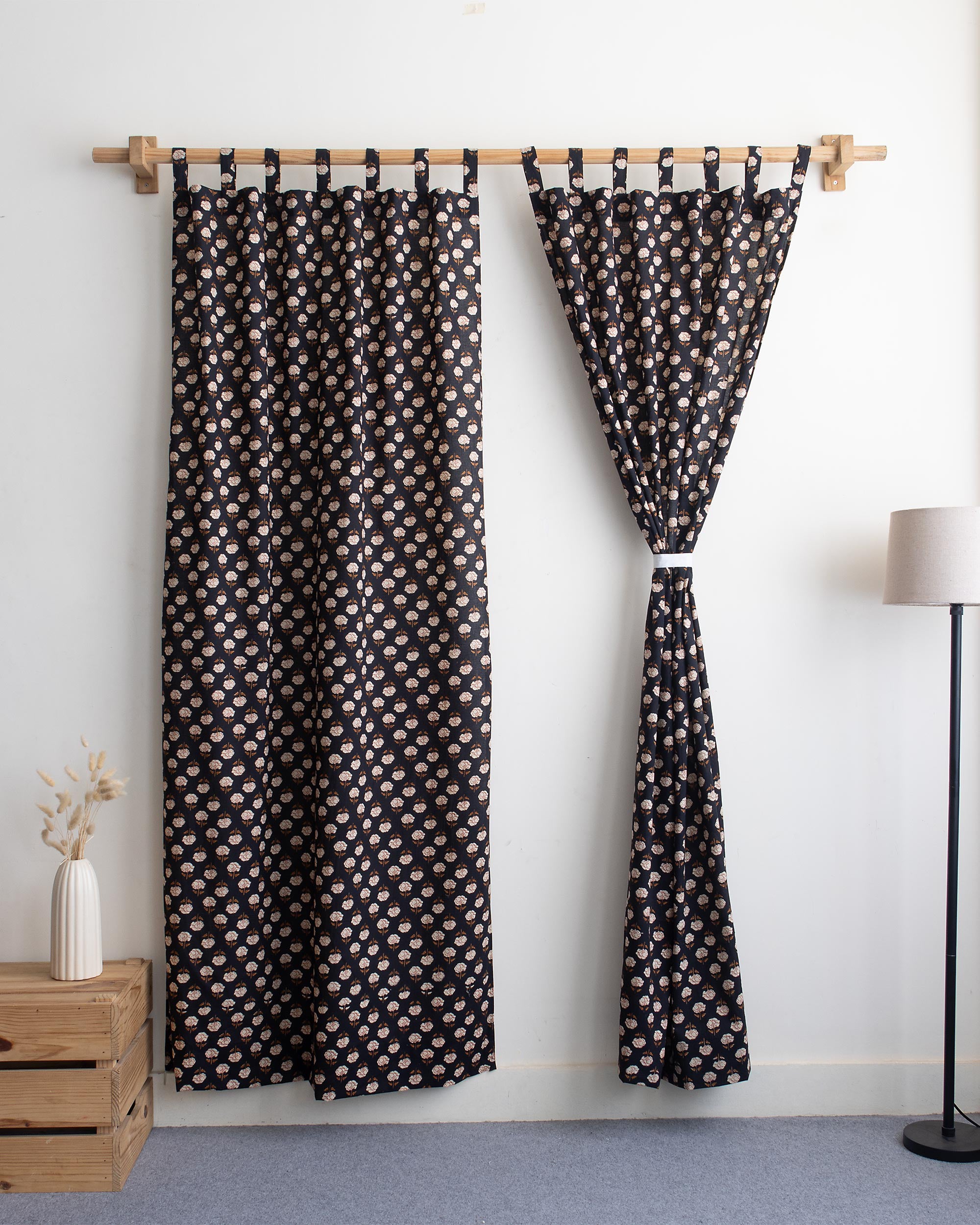 Floral Organic Cotton Block Print Curtains in India