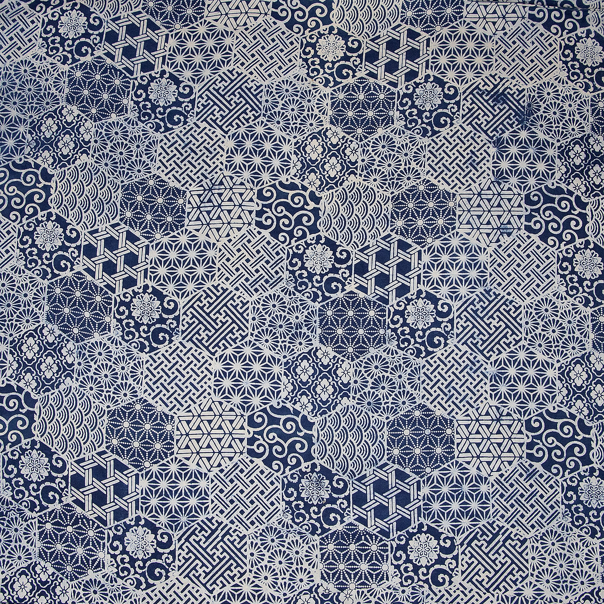 Floral Printed Cotton Indigo Blue Fabric