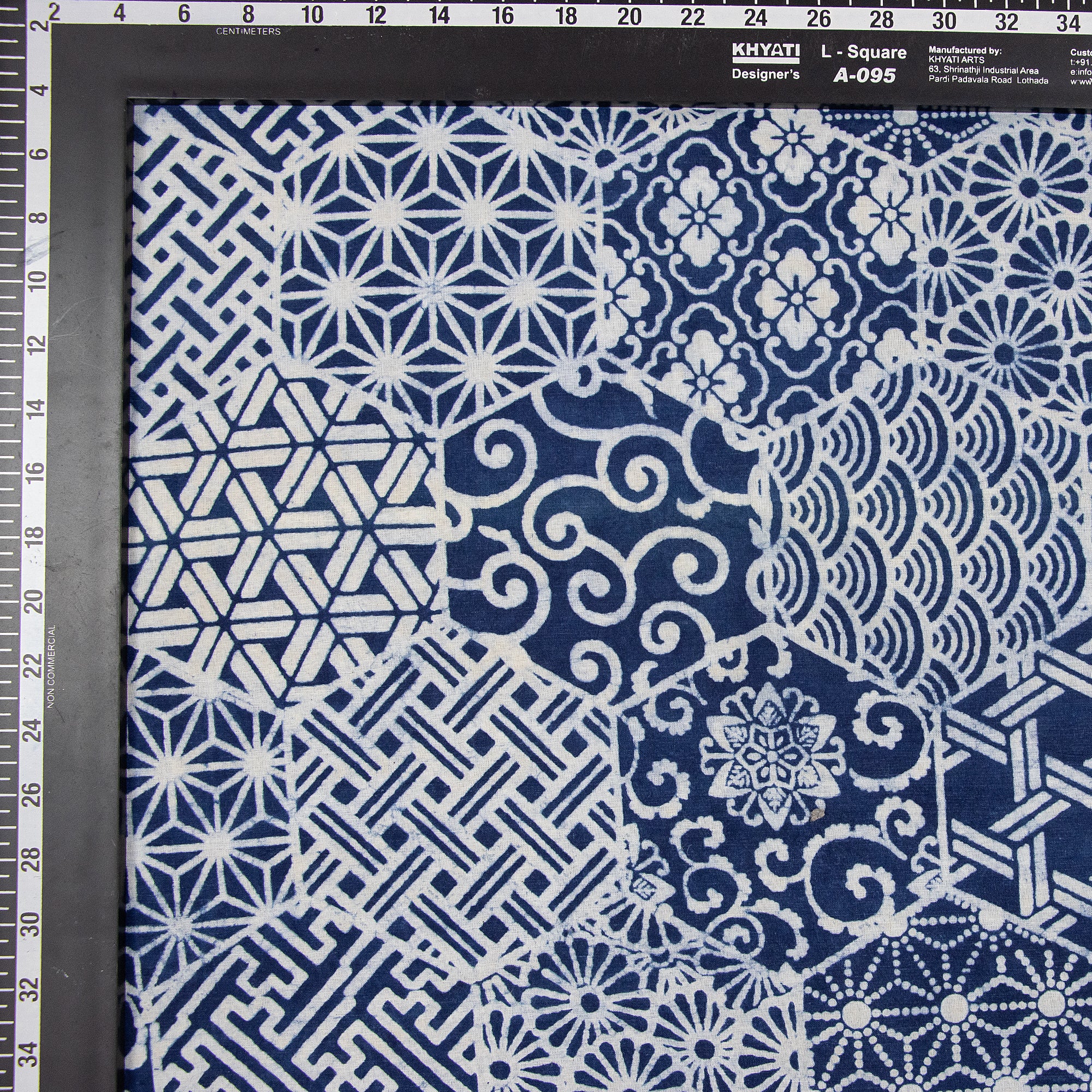 Floral Printed Cotton Indigo Blue Fabric