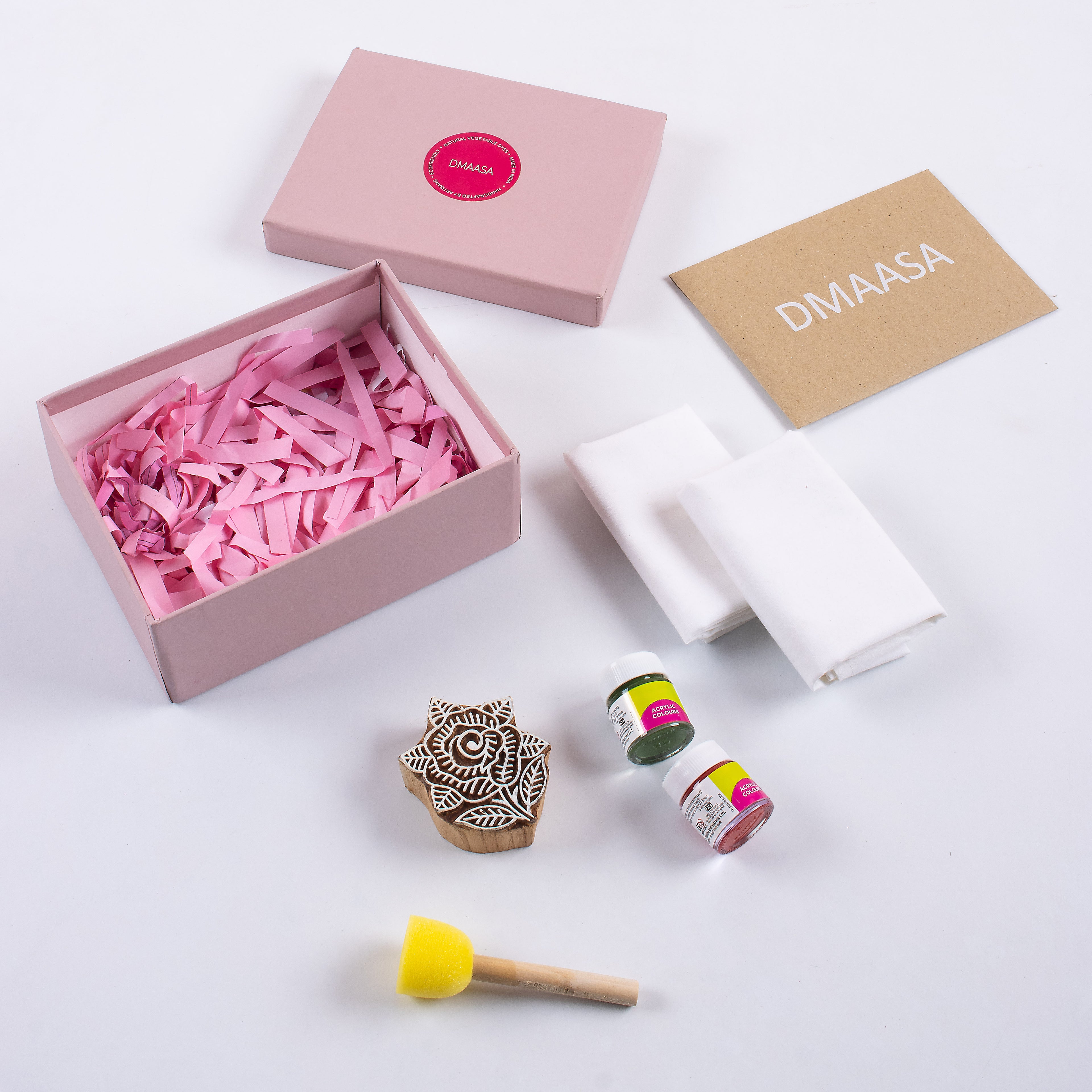 Floral Wooden Hand Blocks Fabric Printing Kit