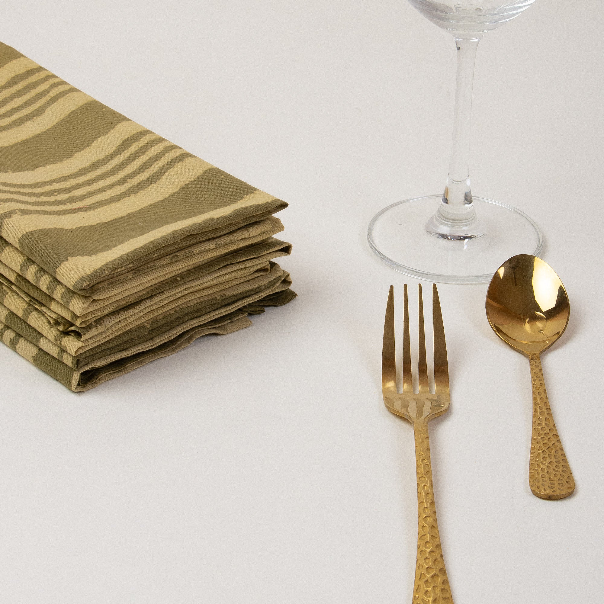Brown Striped Hand Block Printed Cotton Table Napkin