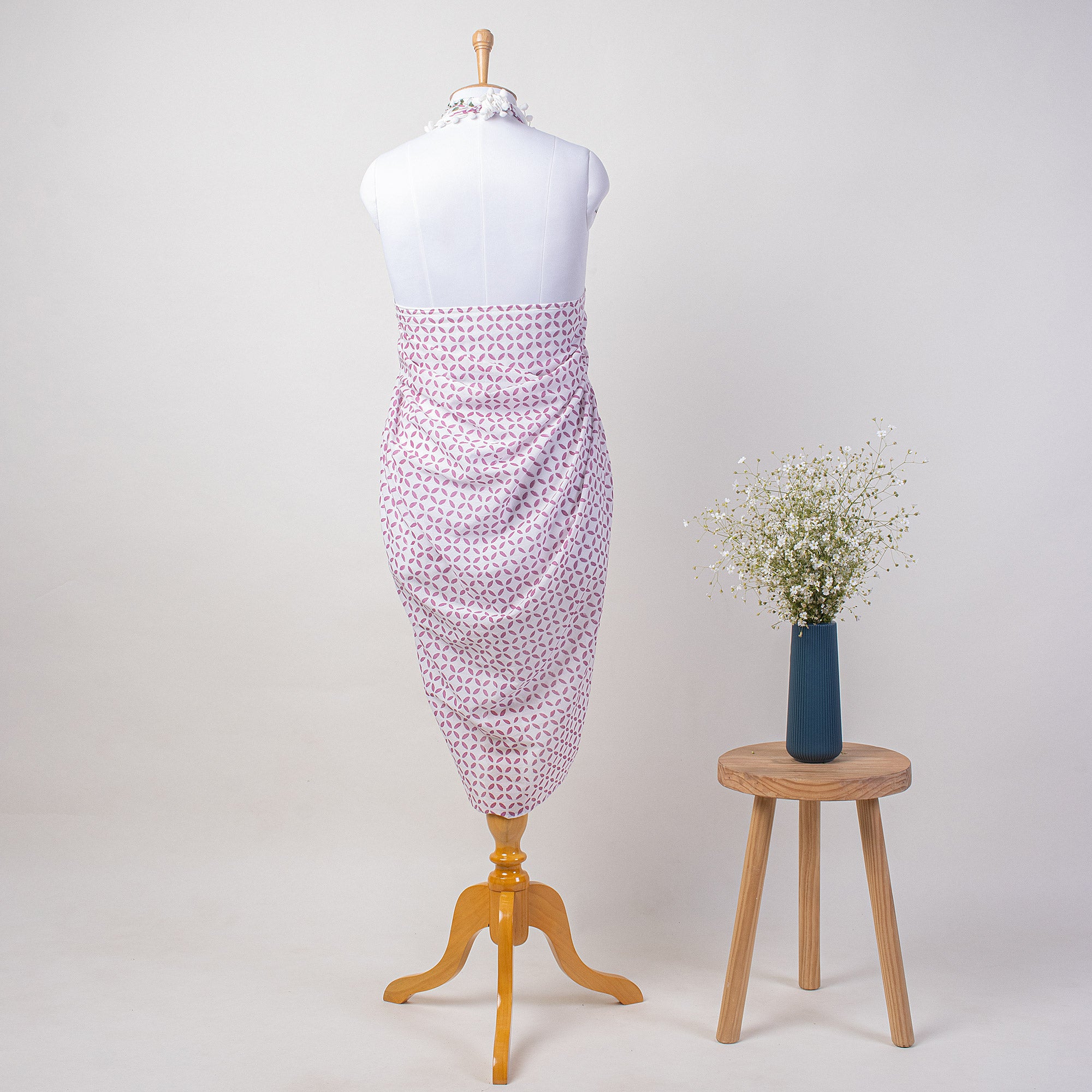 Geometrical Block Printed Cotton Sarong For Women