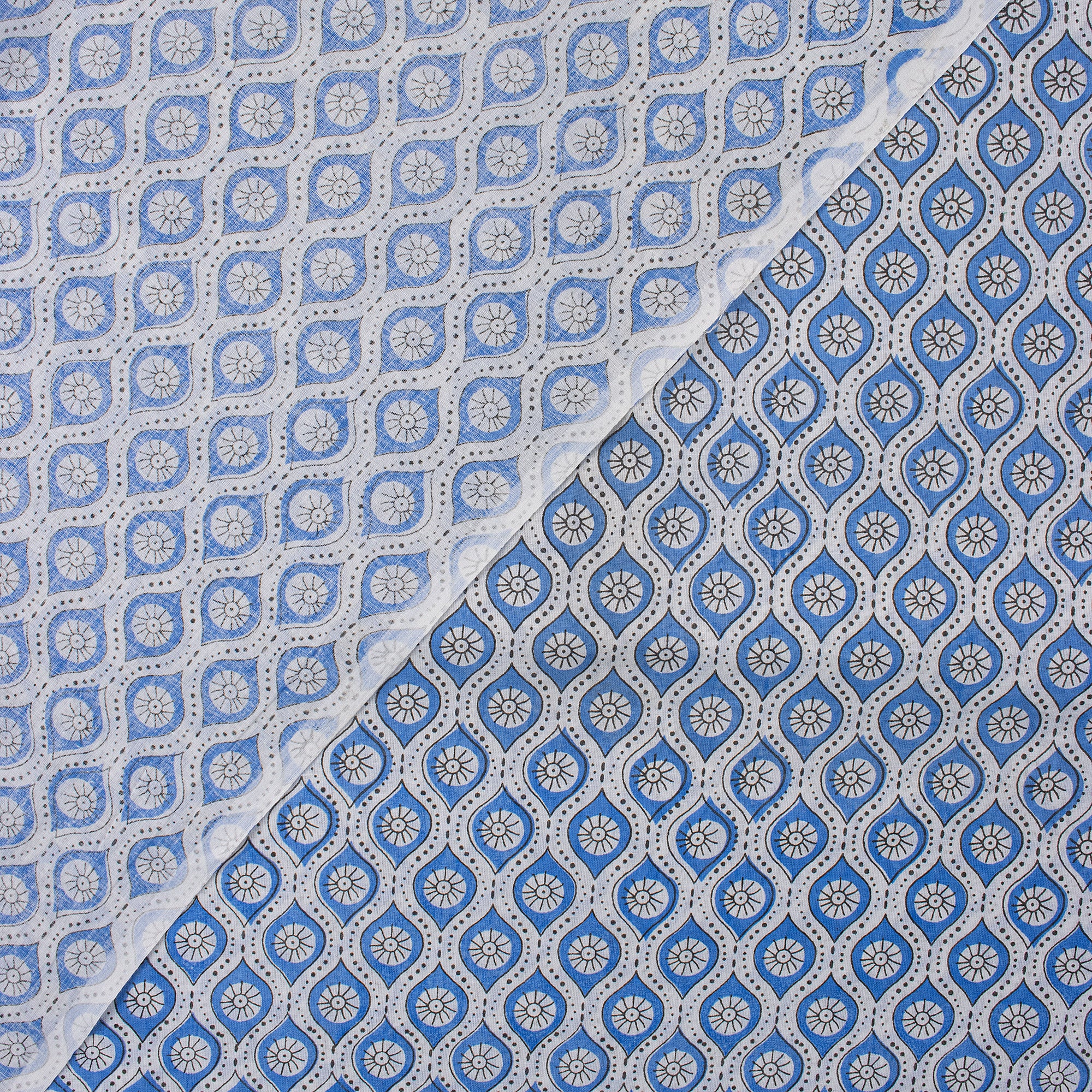 Geometrical Blue Booti Indian Cotton Cloth Fabric