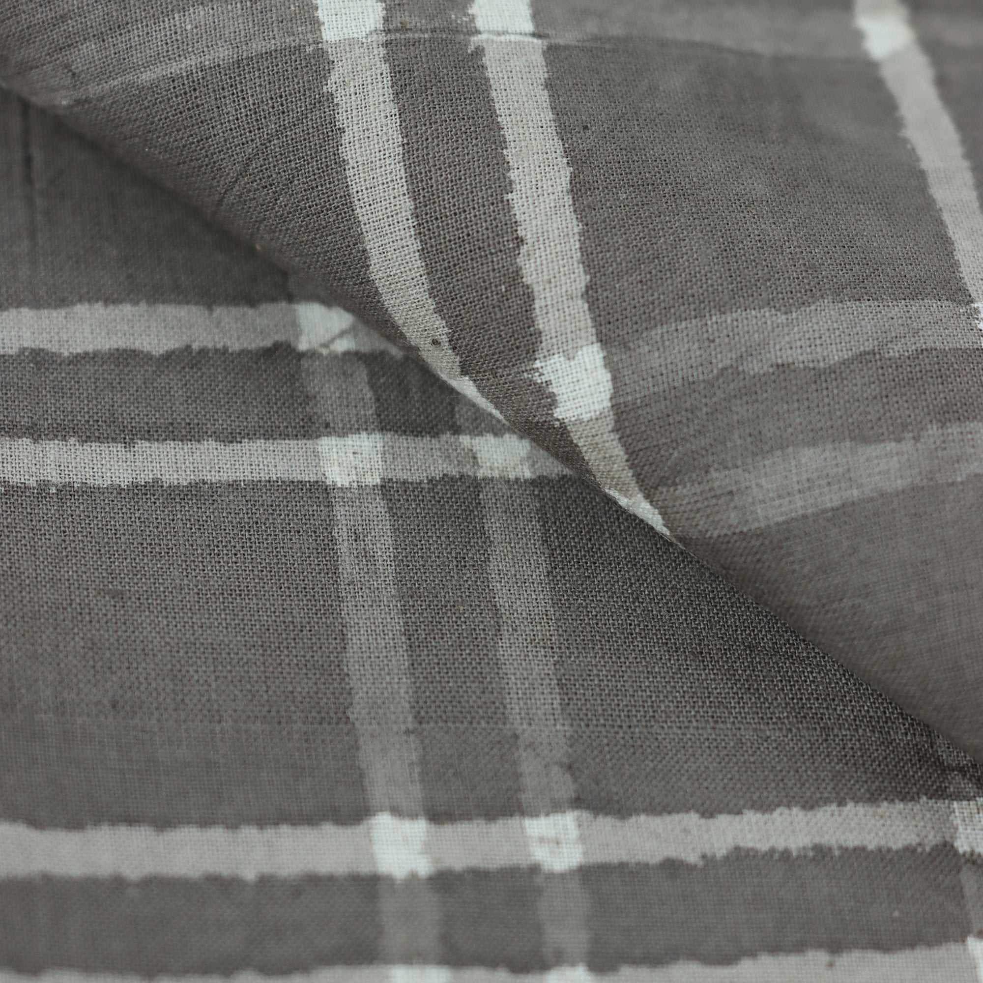 Gray Checks Kashish Cotton Hand Block Print Fabric