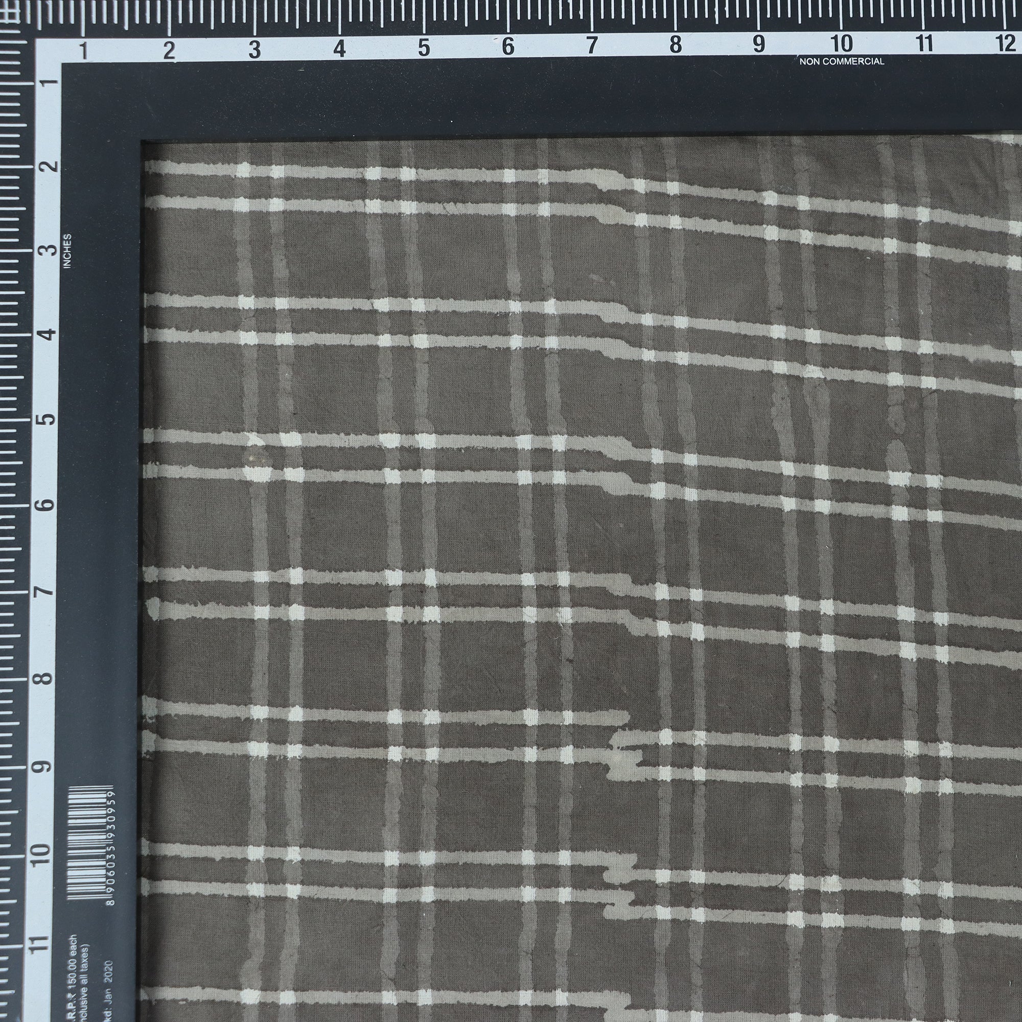 Gray Checks Kashish Cotton Hand Block Print Fabric