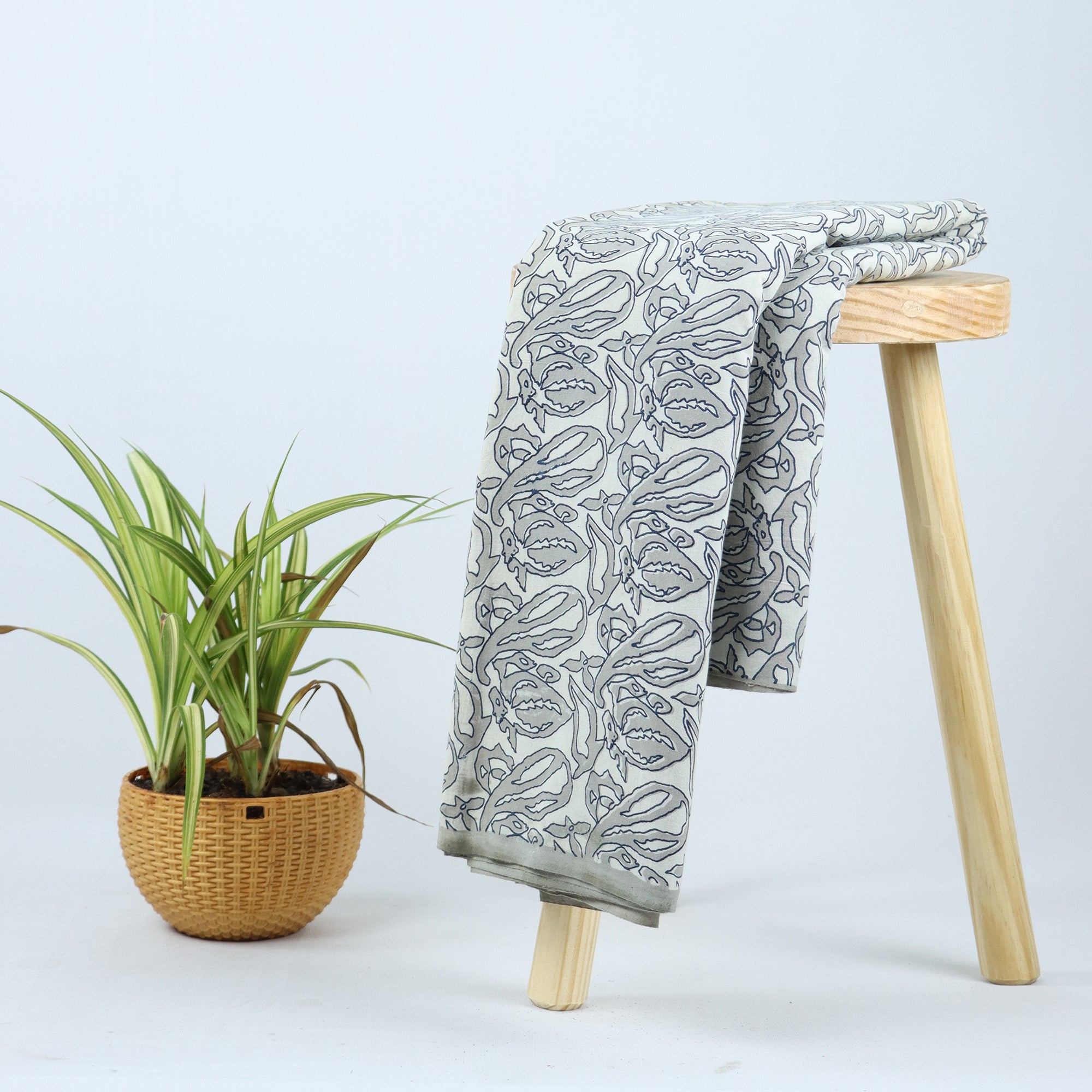 Gray Kashish Hand Block Print Fabric