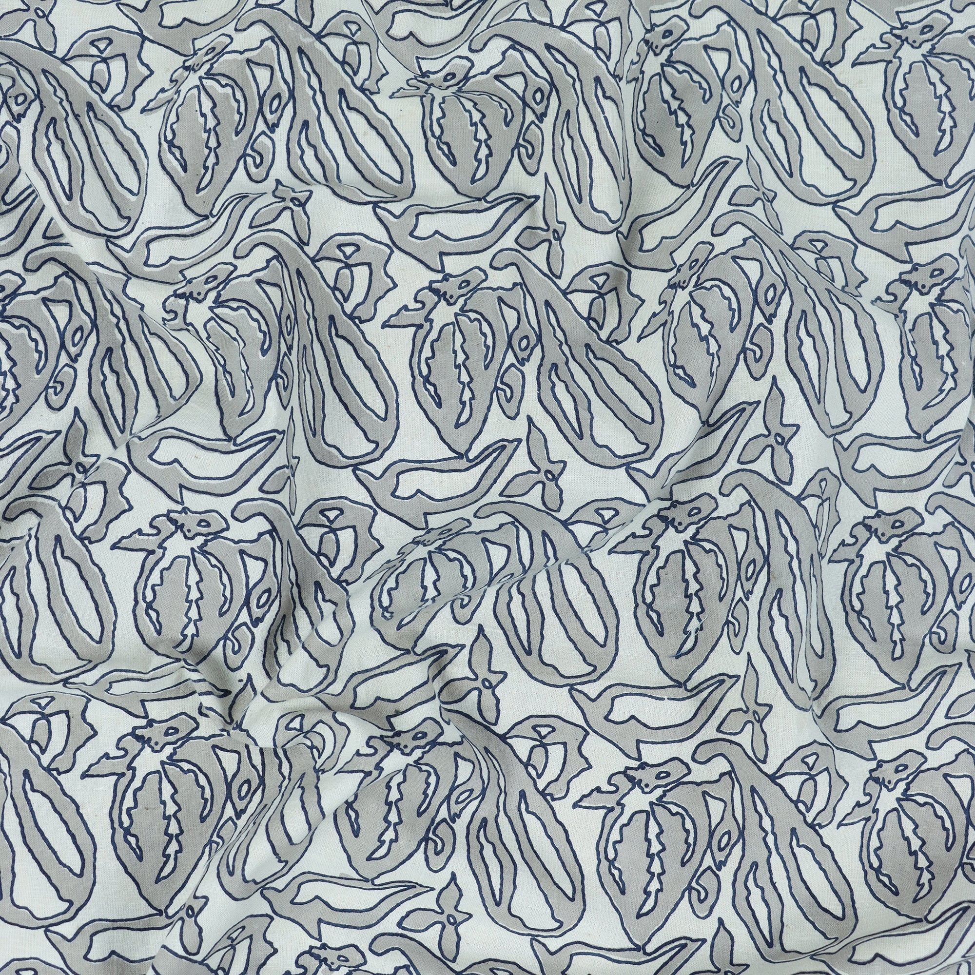 Gray Kashish Hand Block Print Fabric