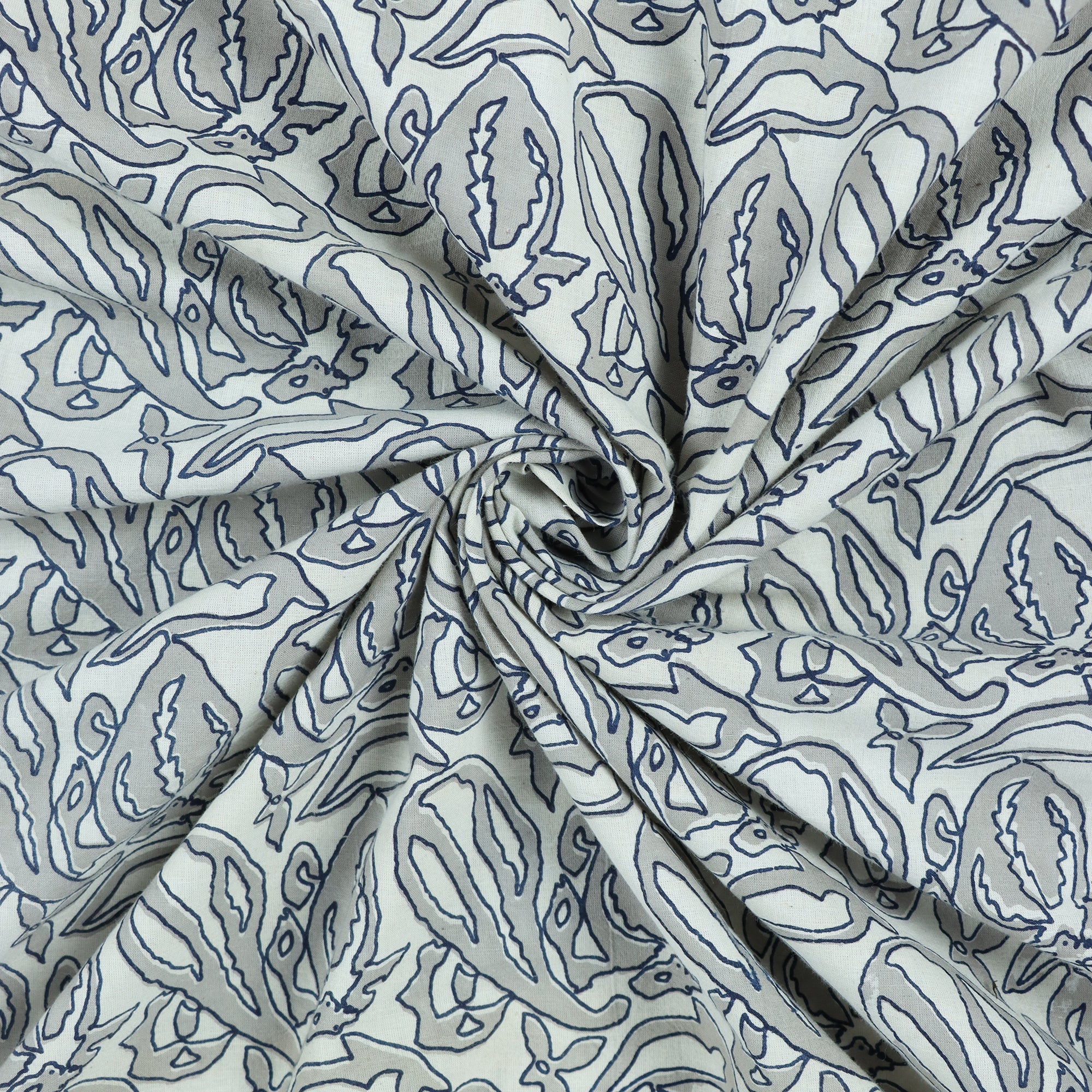 Gray Kashish Hand Block Print Fabric