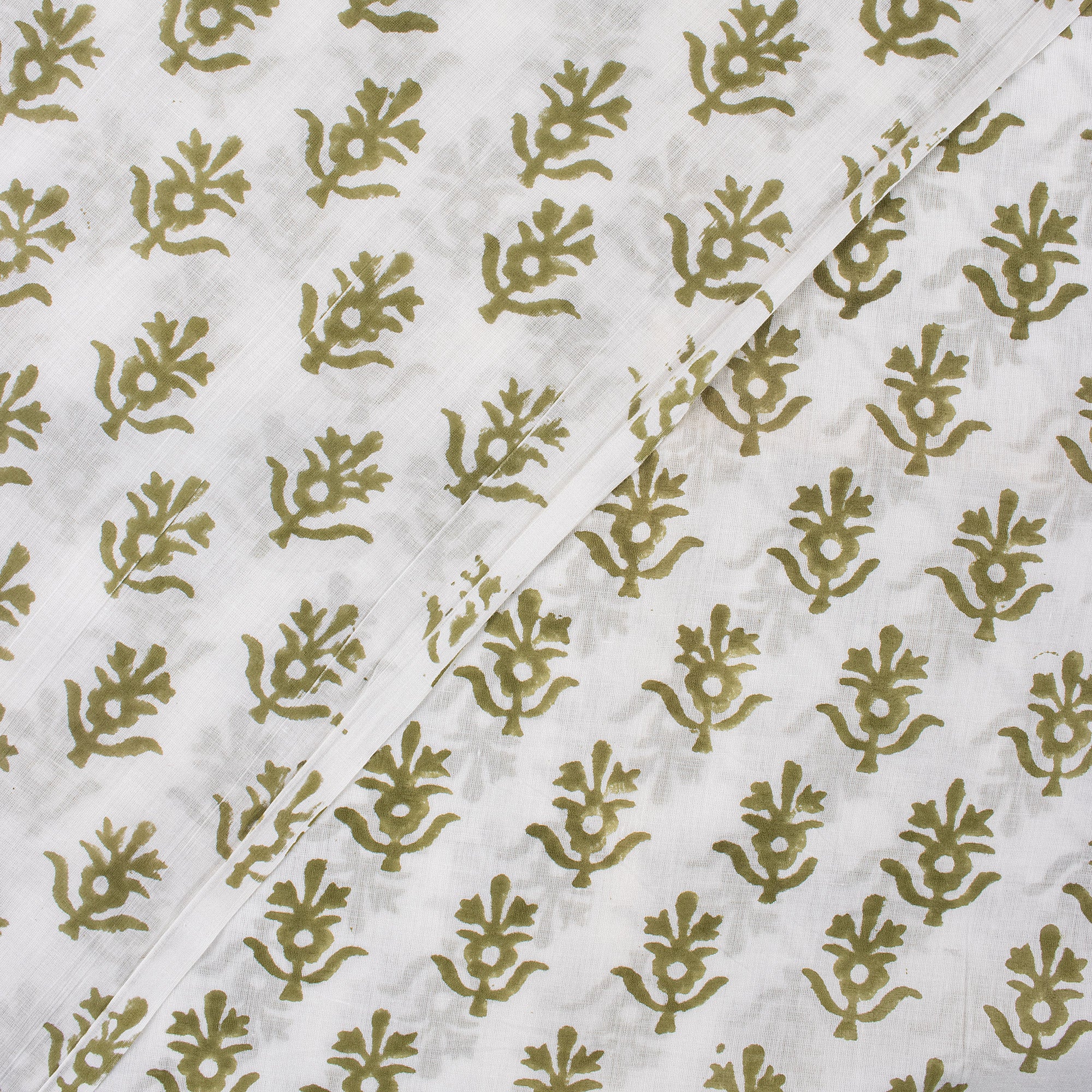 Green Booti Block Print Fabric