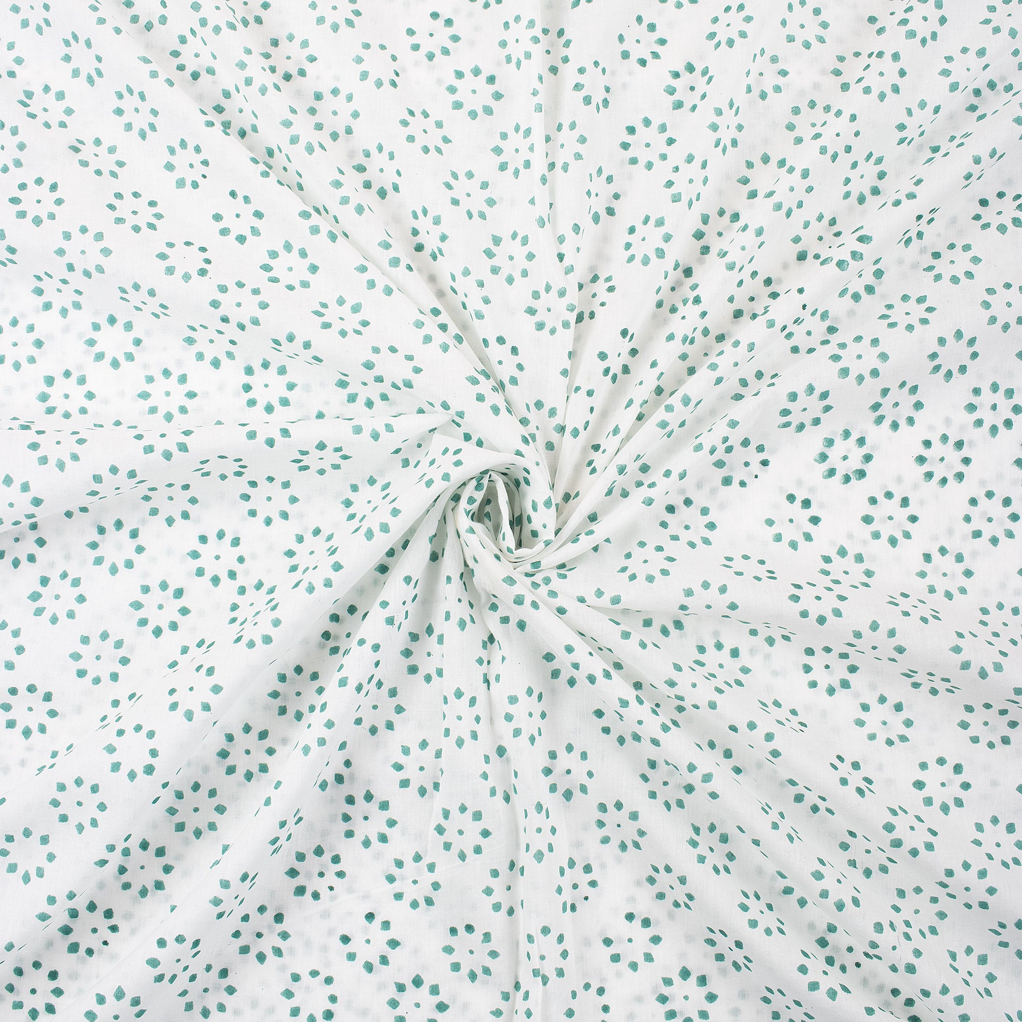 Green Booty Hand Block Print Fabric By The Yard