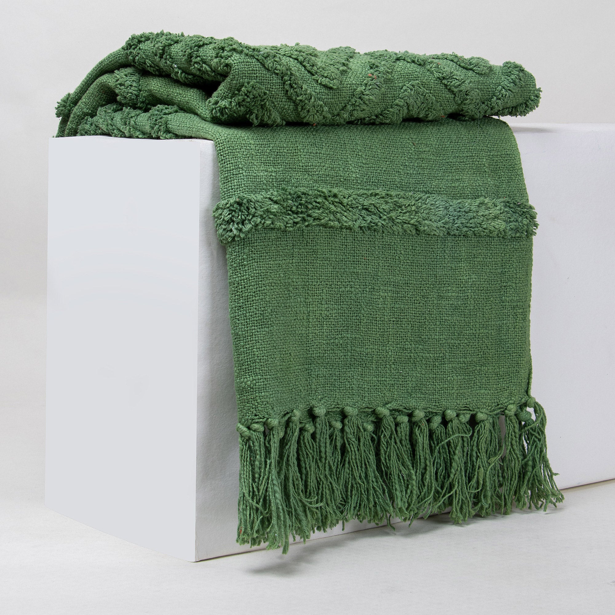 Green Dyed Sofa Cotton Solid Throws